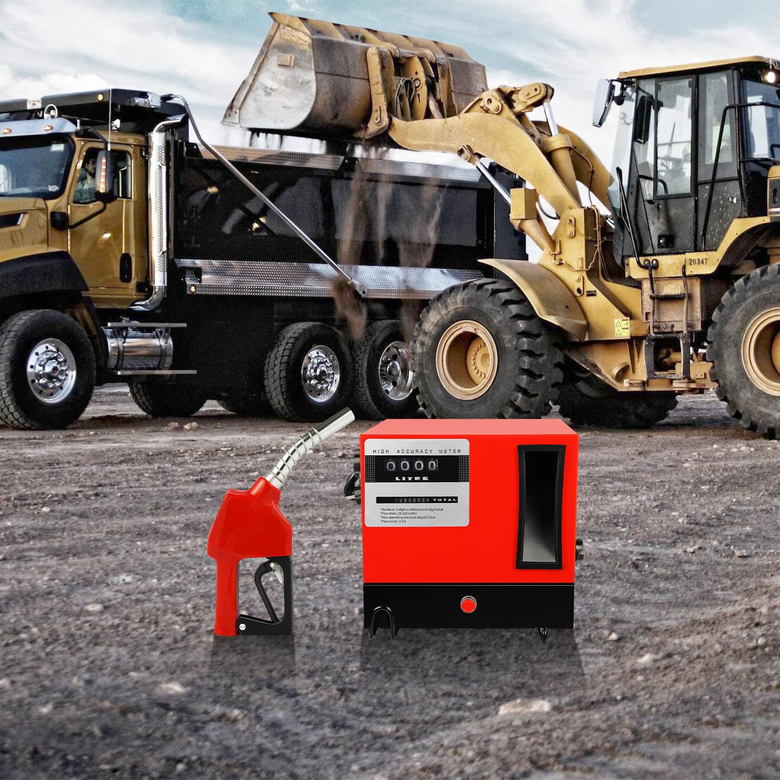 Pompe diesel 550 W, pompe de réservoir auto-amorçante avec tuyau et buse