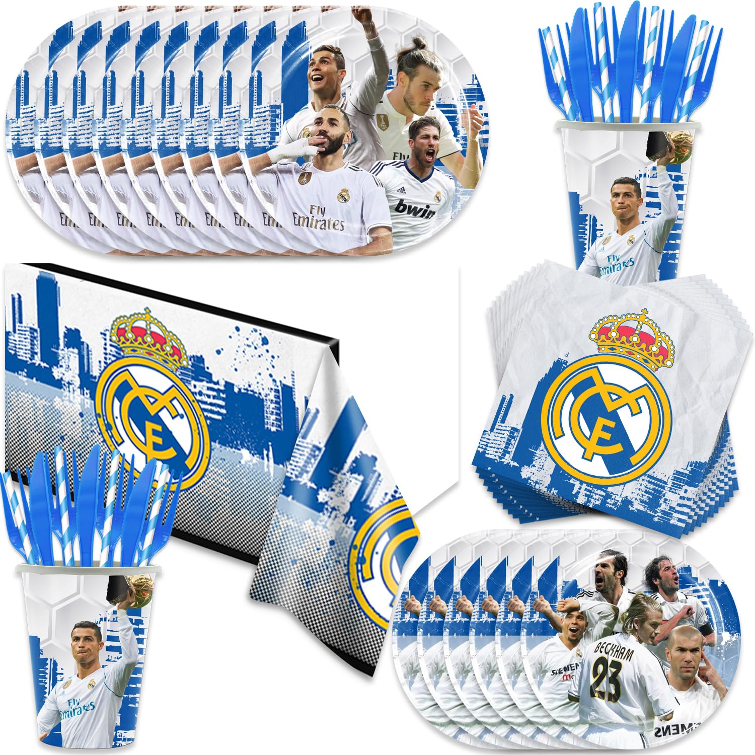 Amazon.com: 141pcs Real-Madrid Birthday Tableware Decorations