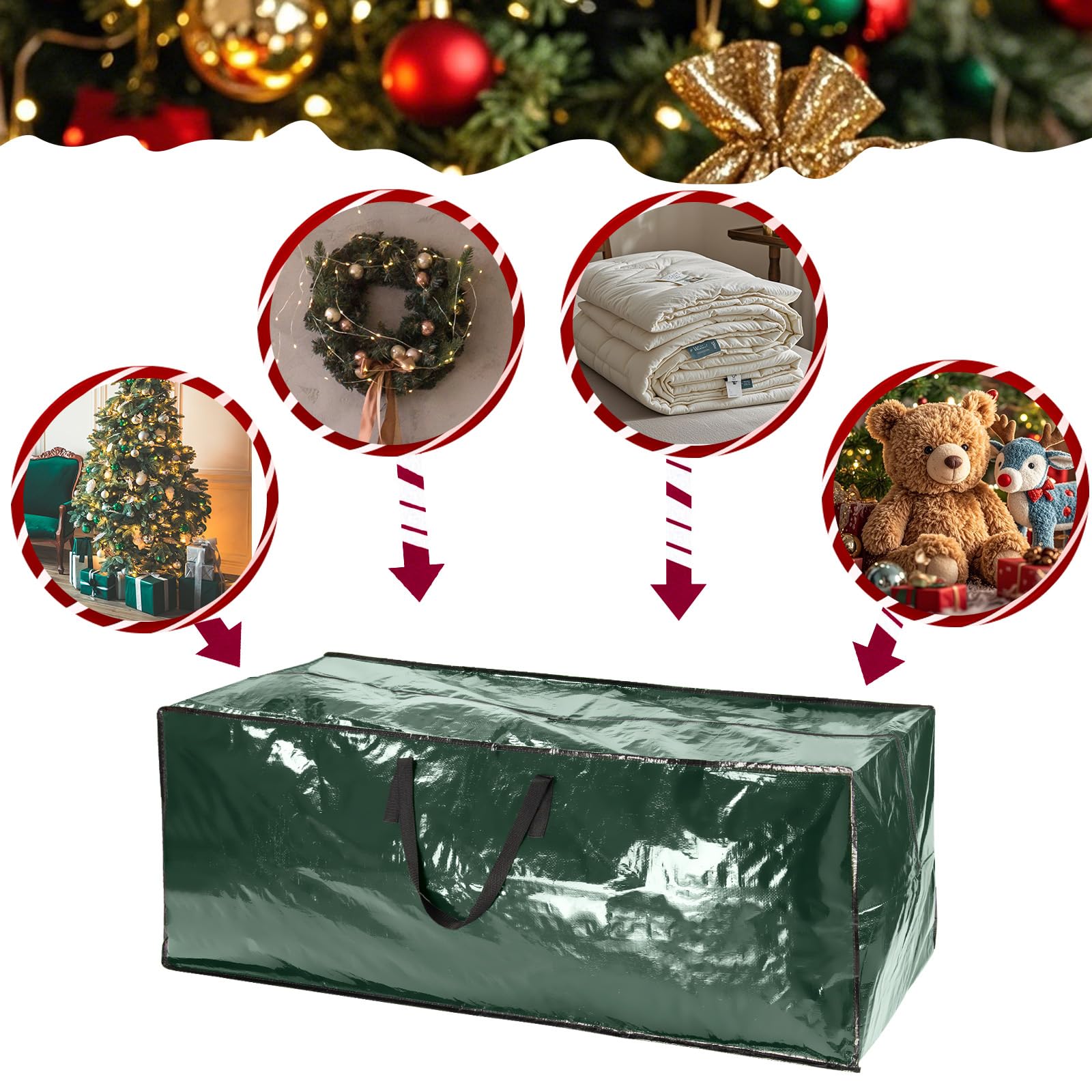 Set 2 Borse Porta Albero Di Natale Jumbo - Per Alberi Fino A 2,7m, Con Cerniera - Foto 9