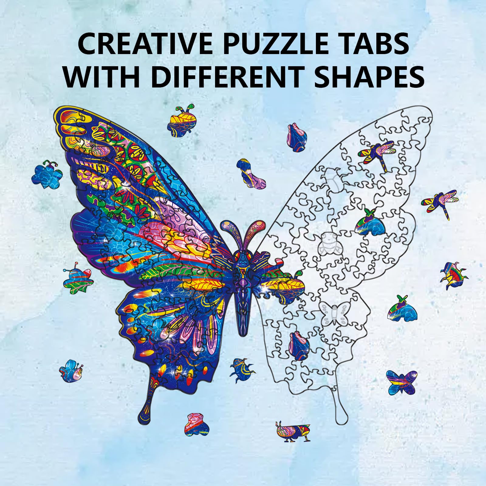 GLOBLELAND 120 Pezzi Farfalla Puzzle in Legno per Adulti Puzzle in legno per Halloween Natale Compleanni Anniversari