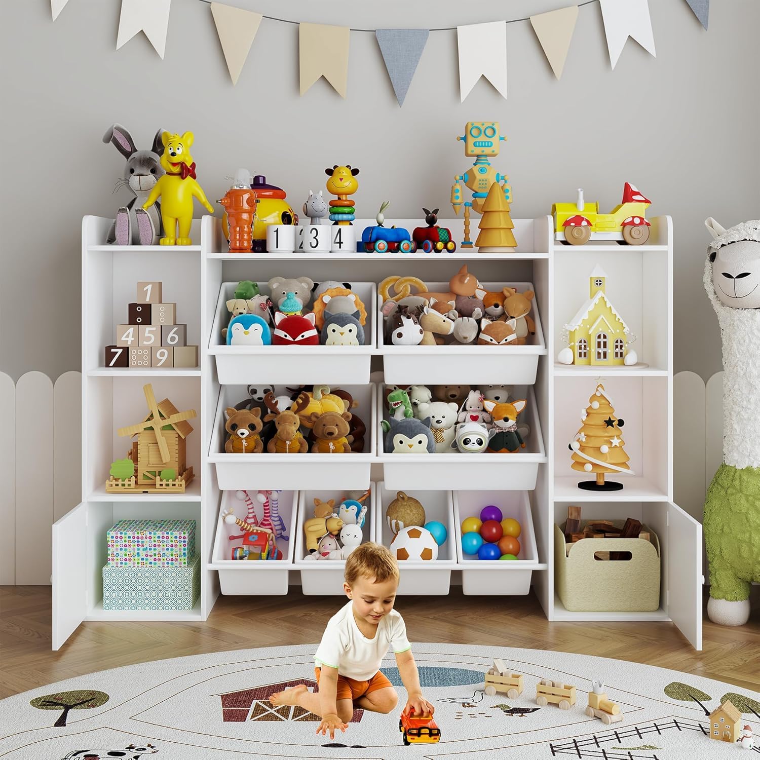 Organizer per giocattoli per bambini a più livelli, 8 contenitori