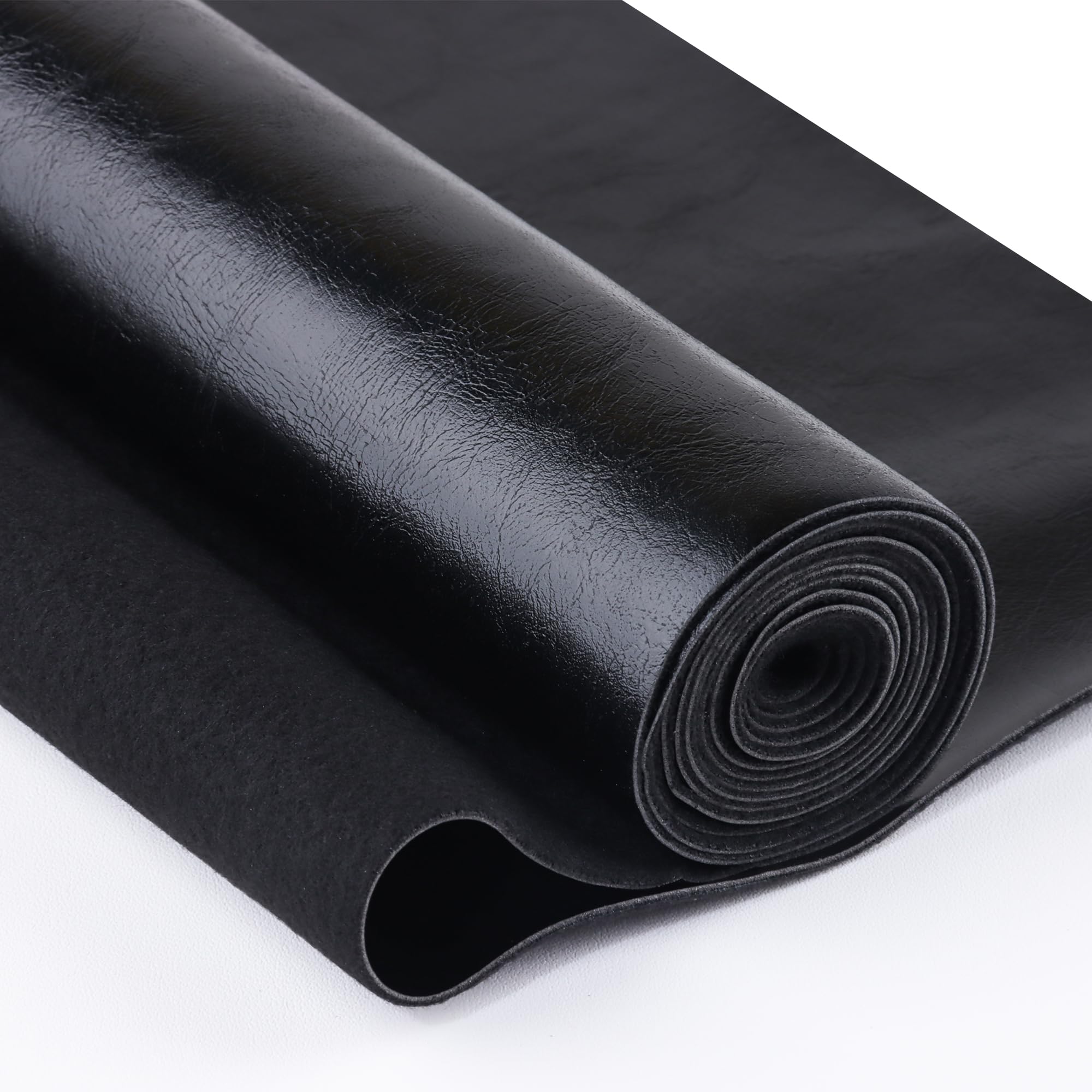 Hojas de piel sintética de superficie lisa, tela de cuero de un yarda para manualidades, gruesa, duradera, piel sintética, vinilo, 36 x 54 pulgadas, tela de tapicería de tamaño grande (negro, cortado