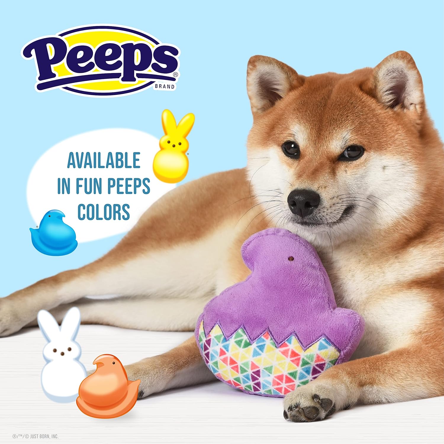 Peeps for Pets Chick 5 Inch Flattie Plush Dog Toy, Assorted Colors - 5 Inches- One Toy