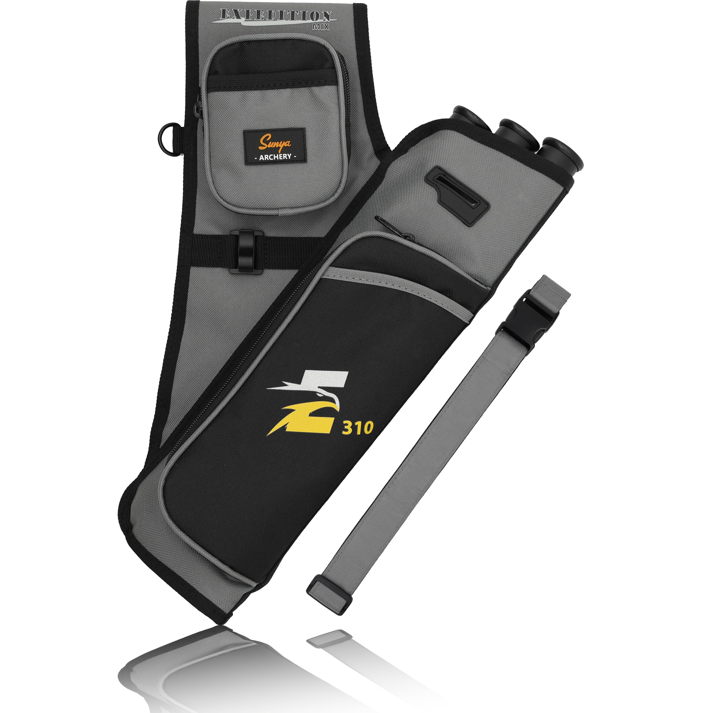 SUNYAArchery Hip Quiver for Arrows. Includes 3 Tubes Arrow Holder, Accessories Pockets and Waist Belt. Fit for Compound and Recurve Bow Practice.