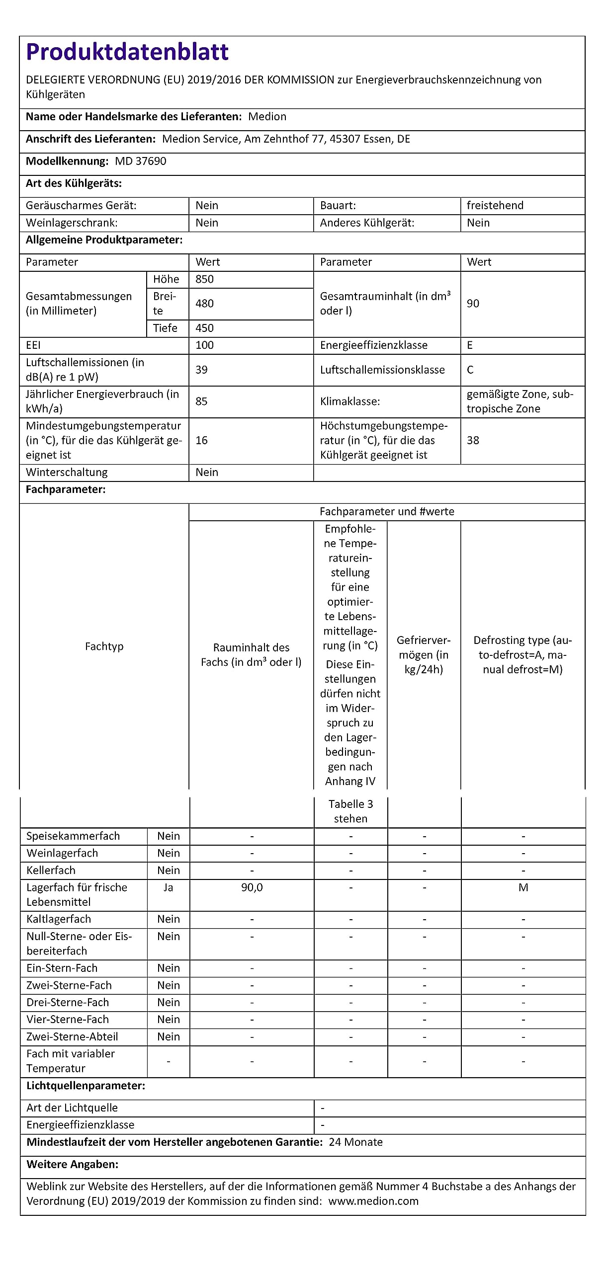 MEDION Kühlschrank mit Eiswürfelfach (90L Gesamt-Nutzinhalt 80L Kühlteil 10L Eiswürfelfach, transparente Gemüseschublade, freistehend, wechselbarer Türanschlag, höhenverstellbare Füße, MD37690)