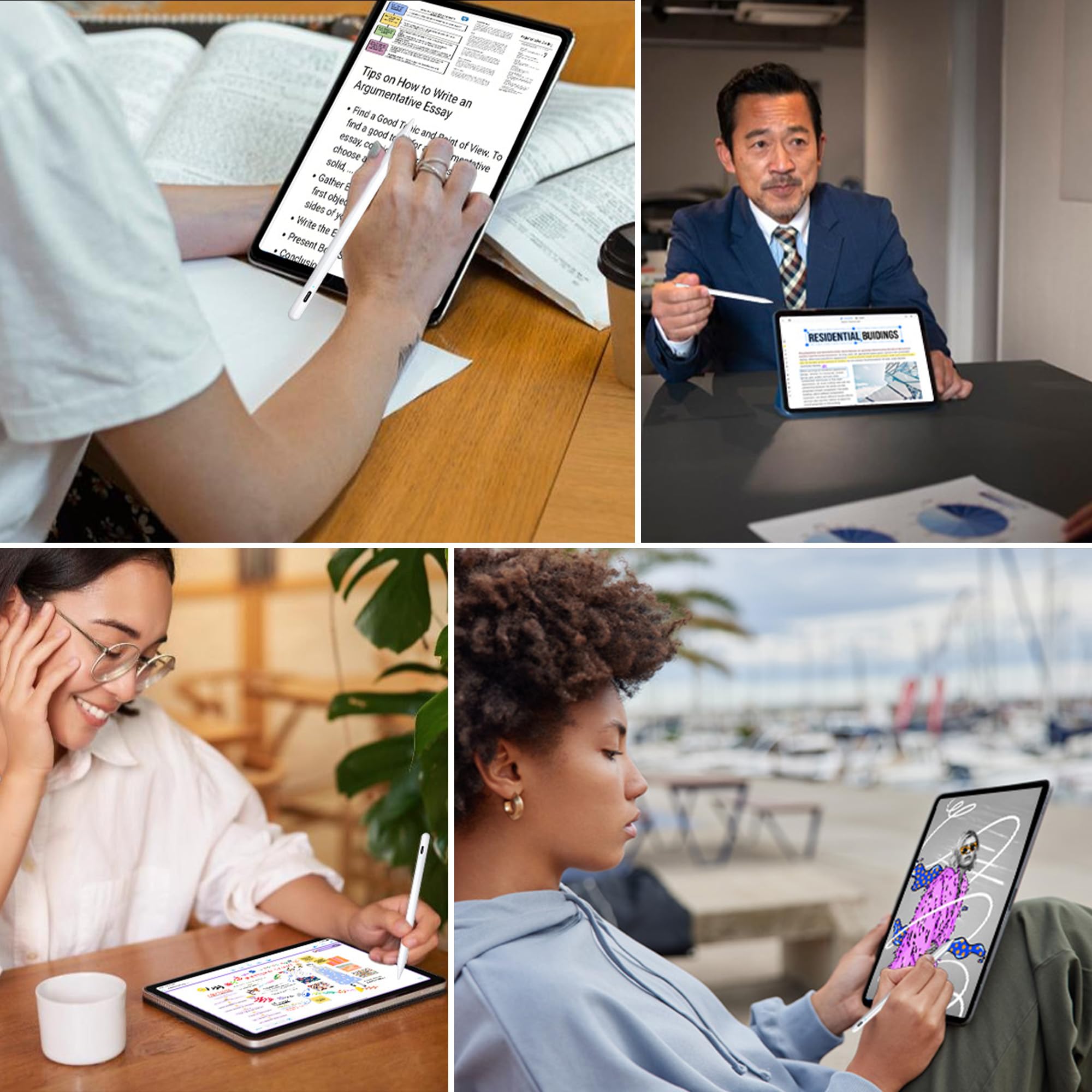 Stylus Stift für Apple iPad 2018-2025, Pencil für iPad A16/10./9/8/7/6, Pro M5/M4/13/12,9/11'', Mini 7/6/5, Air 13"/11"/5/4/3, Präzise Kontrolle, Magnetische