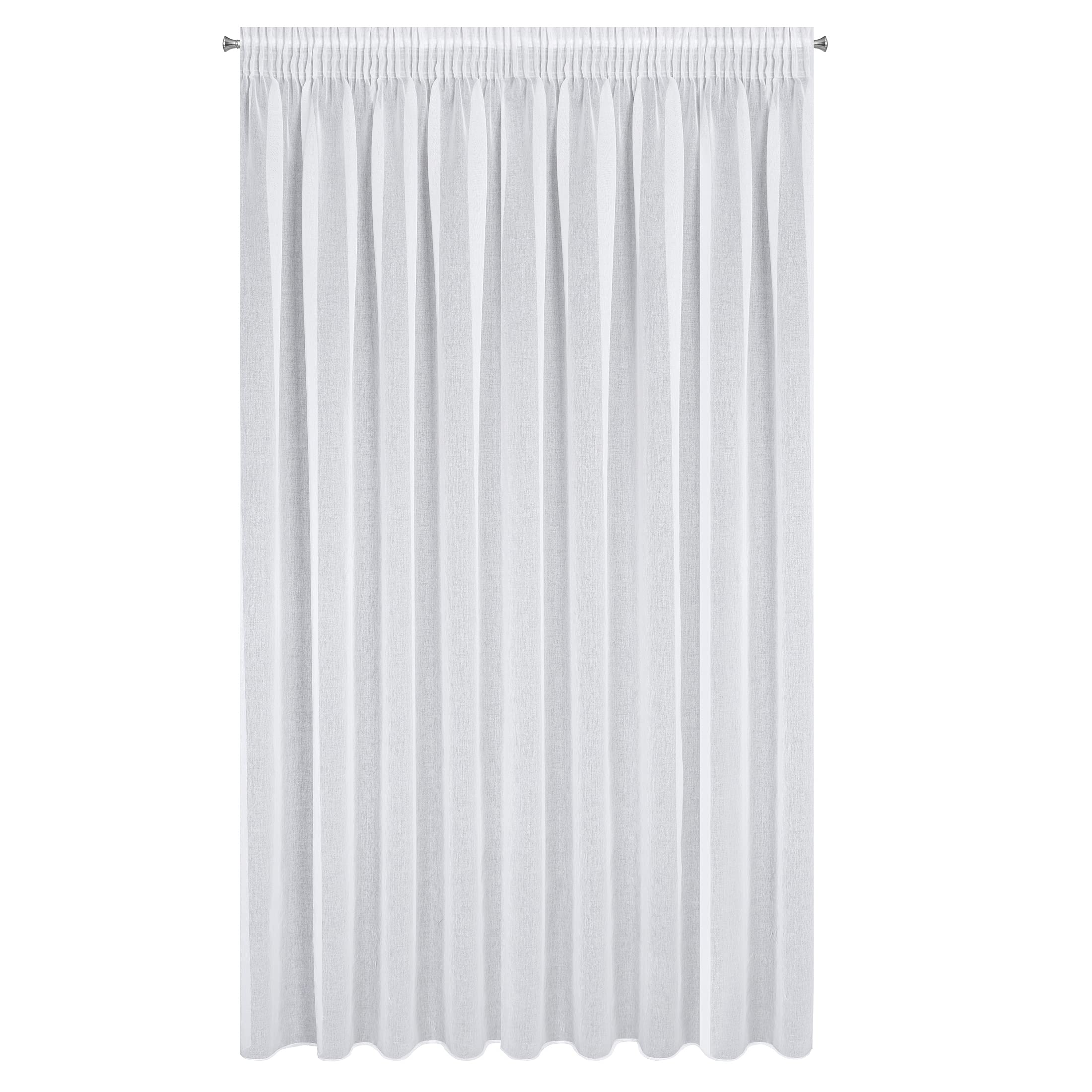 Eurofirany ARGEA Tenda per Interni Trasparenti con Fettuccia Arricciatenda - 1 Pz. Voile Decorativo Finestra Per Cameretta, Soggiorno, Da Letto Salotto Moderne, 350x250 cm, Bianco