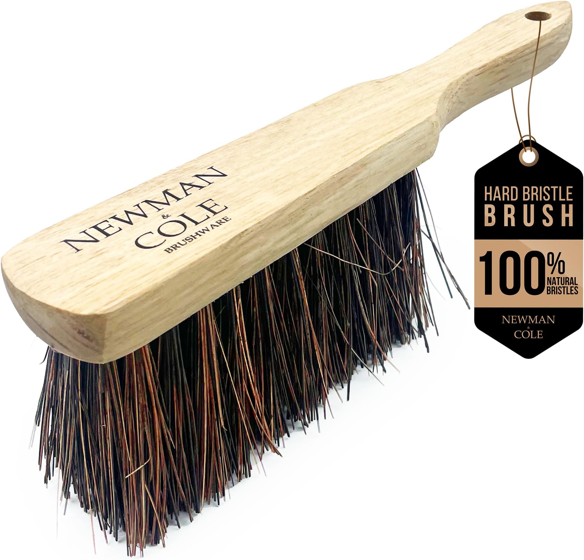 Newman and Cole Natural Wooden Hand Brushes - Choose from Hard Stiff Bristle Brush or Soft Brush with Natural or Synthetic Bristles (1 x Bassine Stiff Hand Brush)