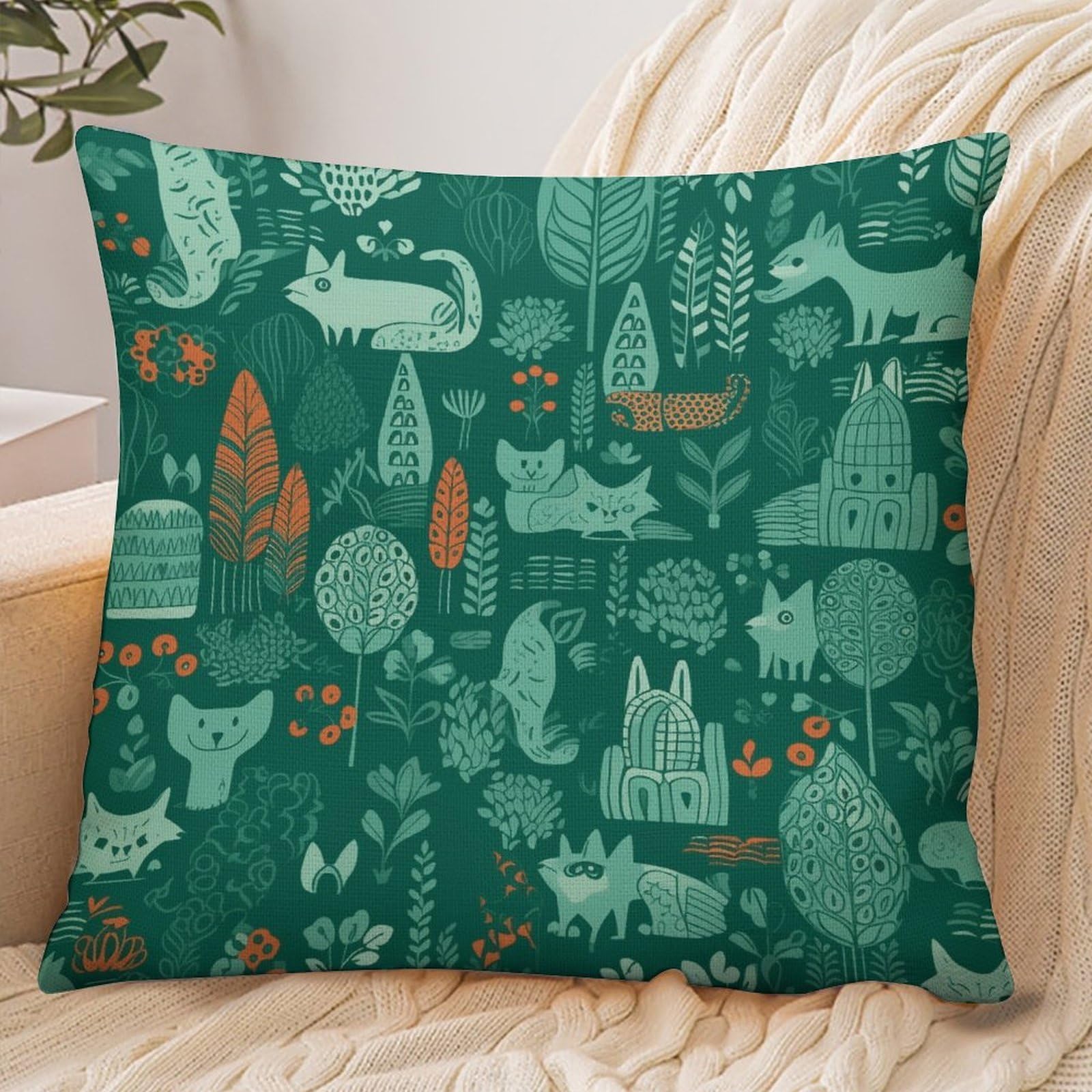 Fekiloot Style Green Animals Pillowcase Pillow Sham Pillow Case