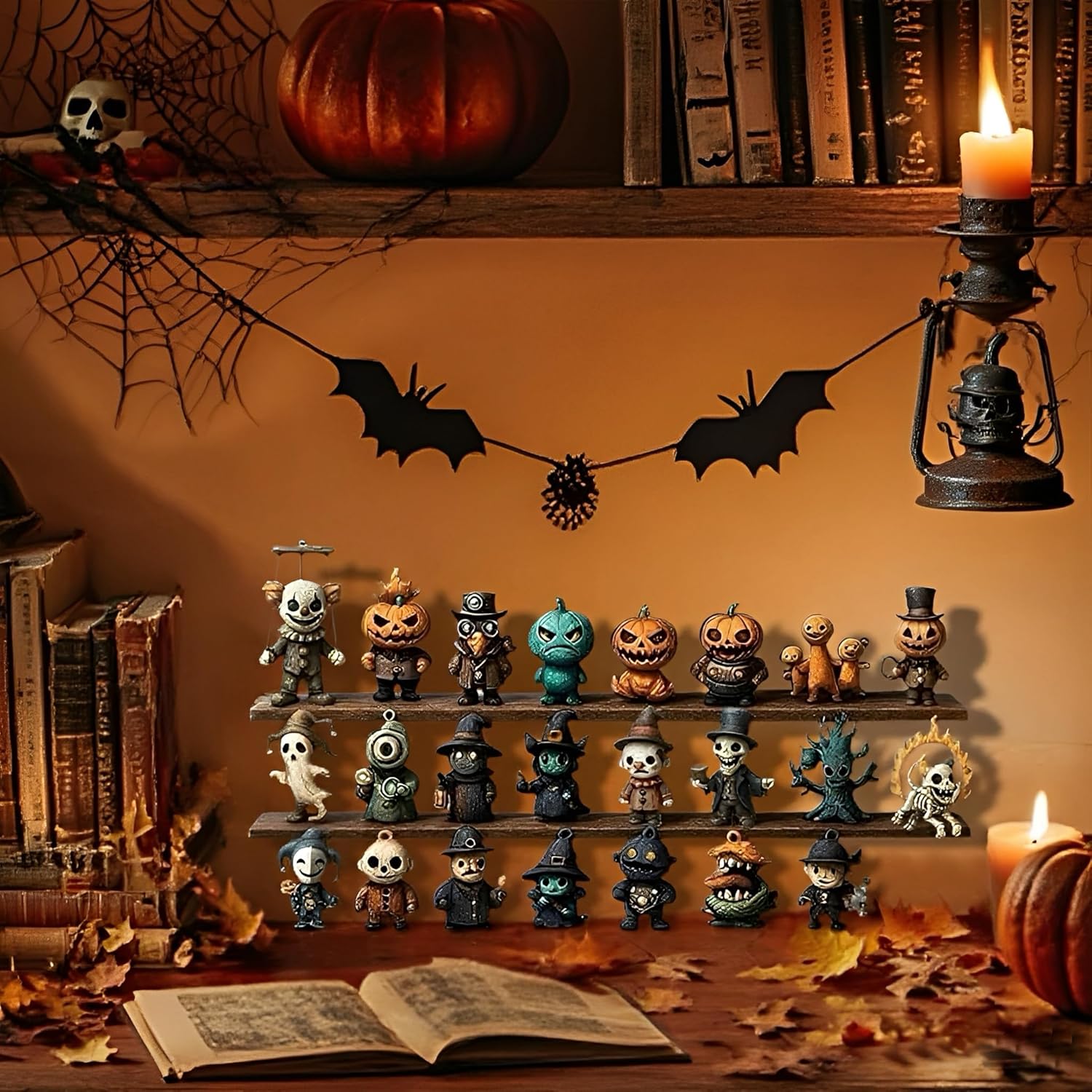 31 Nights of Fright-Halloween Advent Calendar 2025,Advent Calendar Countdown,Collectible Horror Figures Halloween Ghost Pumpkin Party Favors (Terror Night - 31 days)