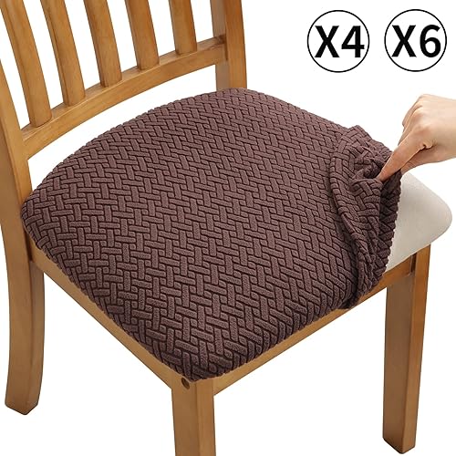 Miniatura 8 de Fuloon Fundas elásticas para sillas de comedor, fundas de asiento de silla, fundas de cojín de asiento lavable, funda de cojín para silla, comedor