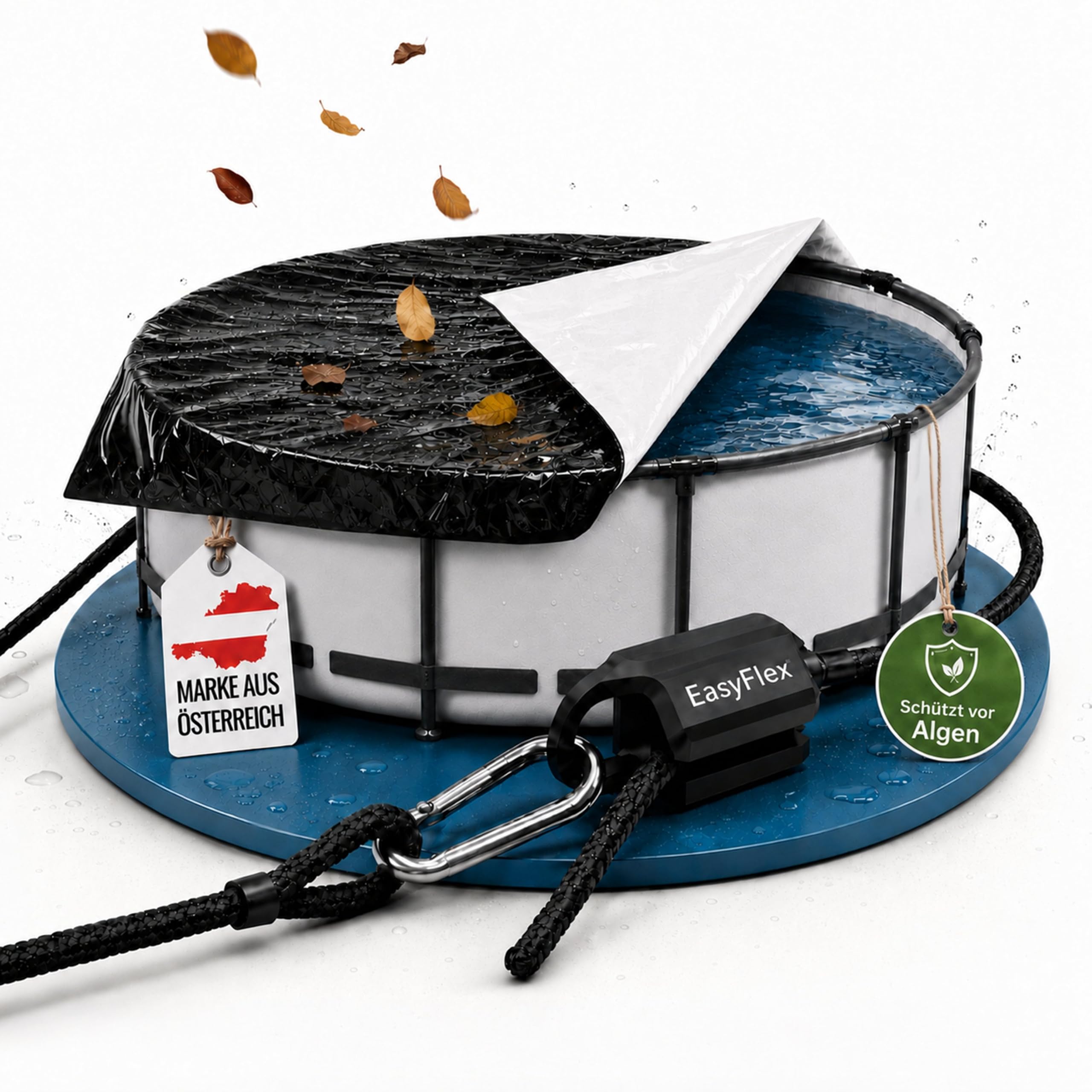 Pool-Abdeckfolie Set 5x5m aus Silofolie mit Spannseil & EasyFlex-Verschluss