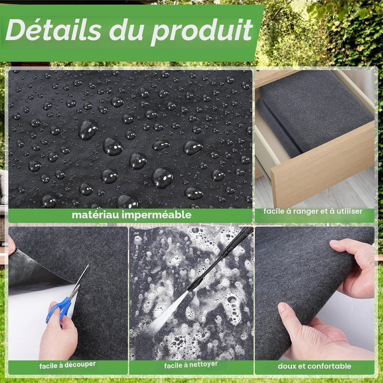 Tapis de Sol pour Jacuzzi, Tapis Carré Imperméable 2,53 x 2,53 m pour Jacuzzi Gonflable, Tapis de Protection Extérieur avec Dos qui Empêche la Pénétration de Liquide pour Protéger le Sol