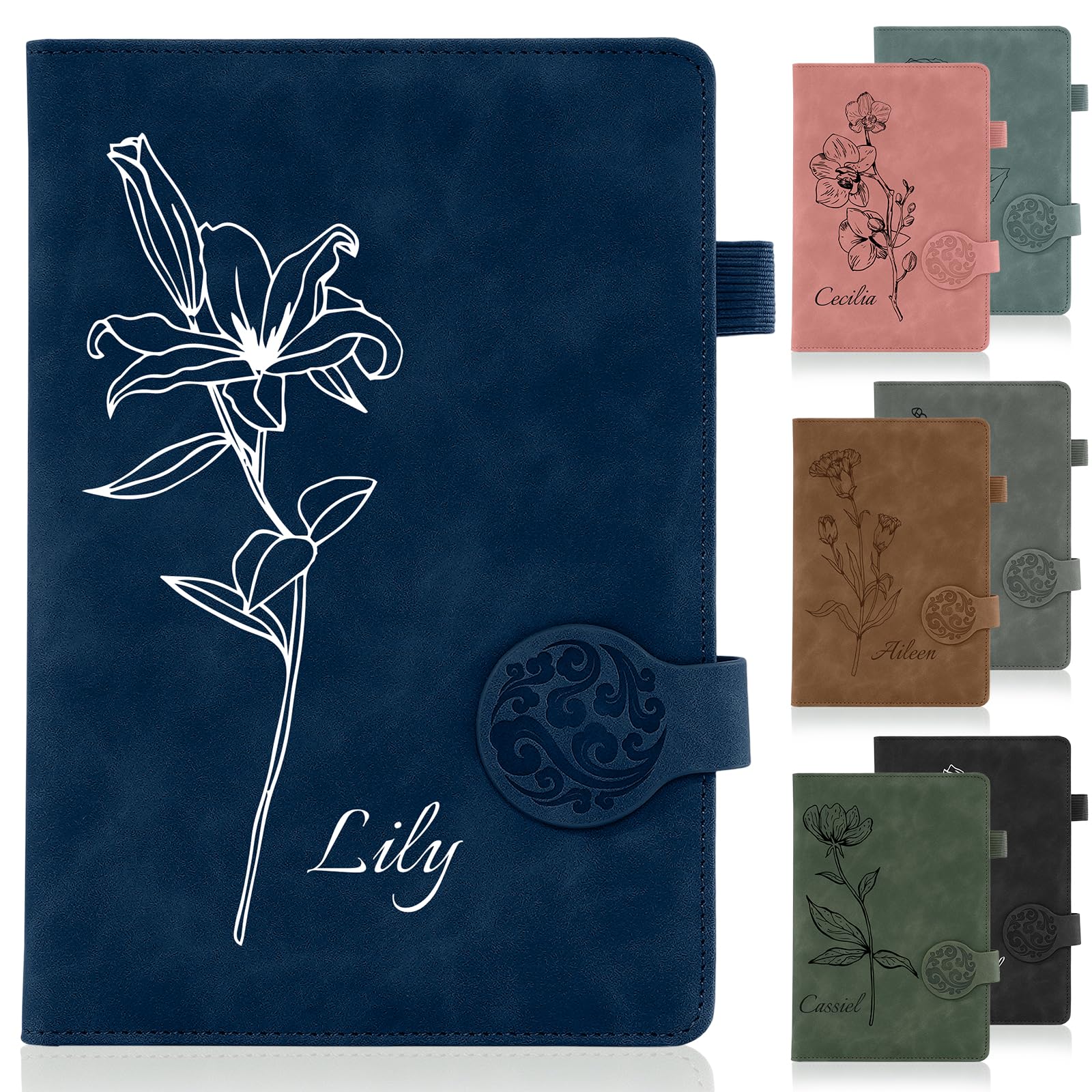 ENOMY Personalised Notebook Premium A5 Leather Notebook Customisable with Logo/Text/Photos 200 Page Executive Journal Business Notepad for Men Women Gift Dark Blue