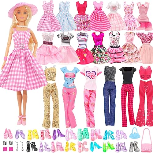 Conjunto de ropa de disfraz de muñeca de película para 11.5 pulgadas, ropa de muñeca y accesorios con muñeca de película, traje rosa, ropa de