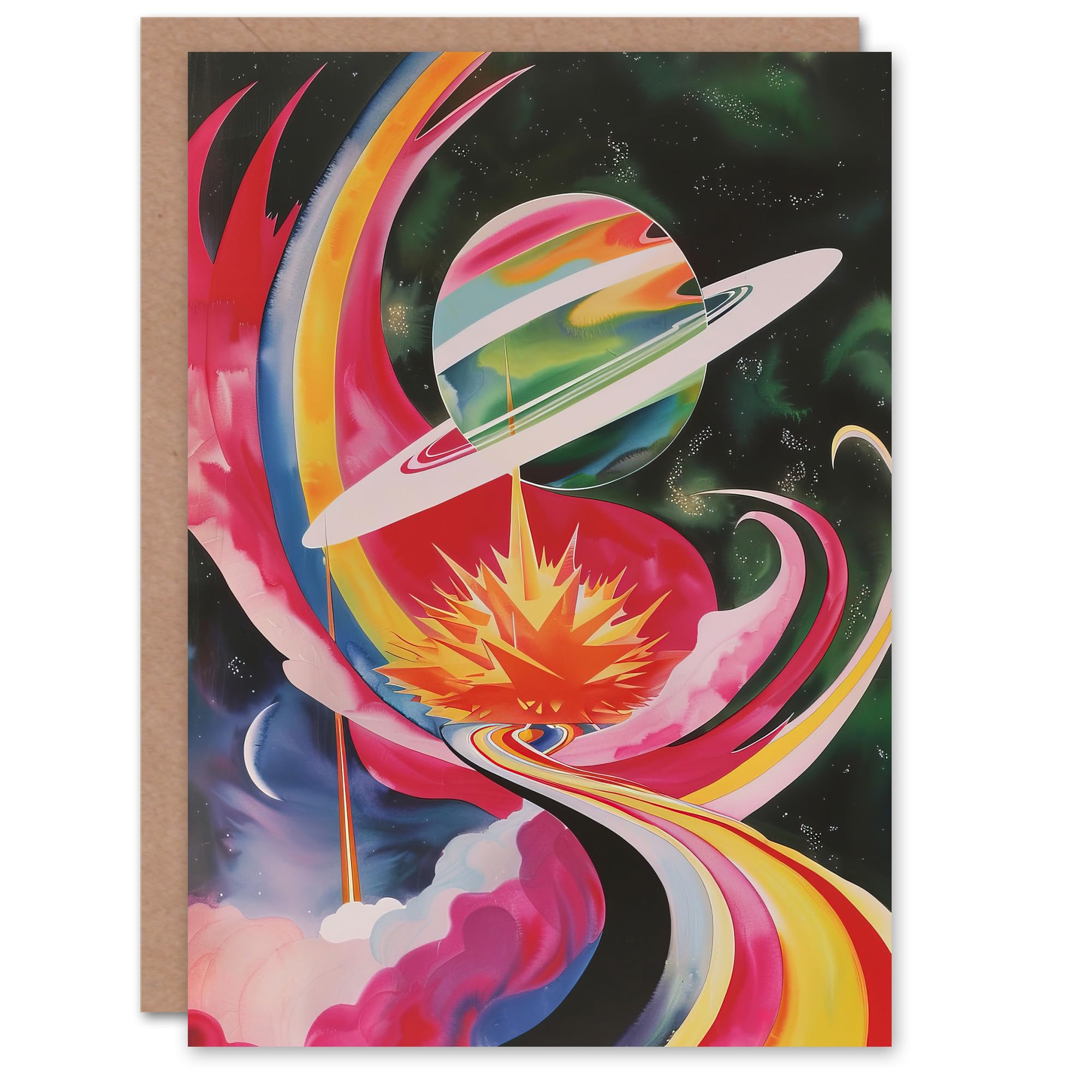 Artery8 Abstract Colourful Planet in Space Artwork Galaxy Greeting Birthday Card Him Her All Blank