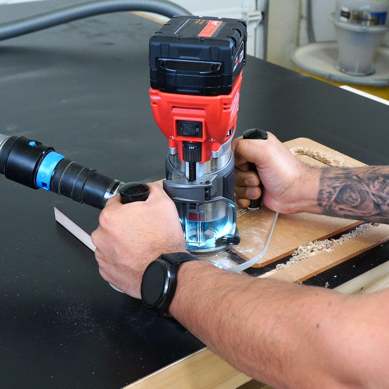 WOOD GRAIN JUNKIE® TrimFit Pro® 6"x10" Dual Grip Router Base Plate Compatible with Milwaukee M18 FUEL Compact Router 2723-20