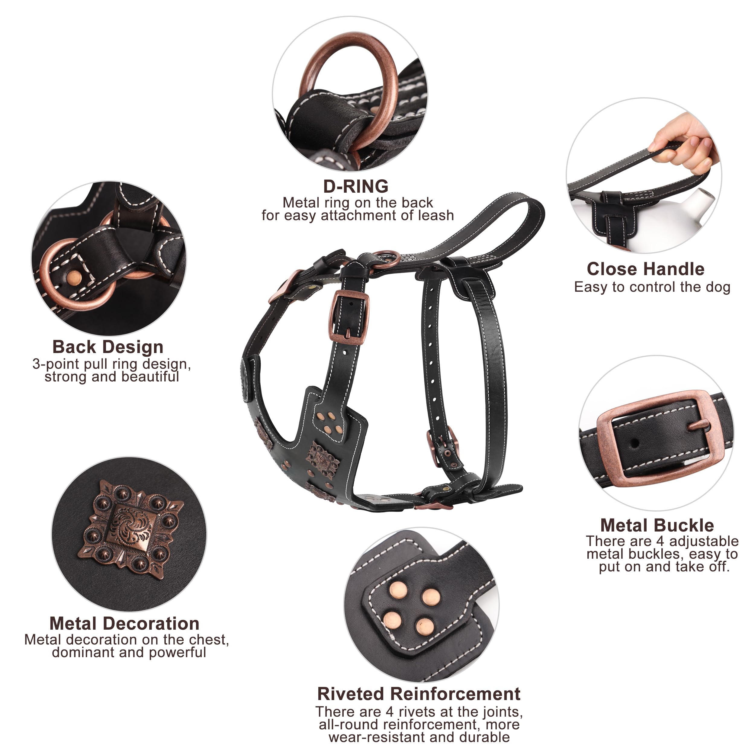 PITBULピットブル　特大メタルアート　鉄板レザー加工 Amazon.com : PET ARTIST Spiked Custom Studded Leather Dog Harness