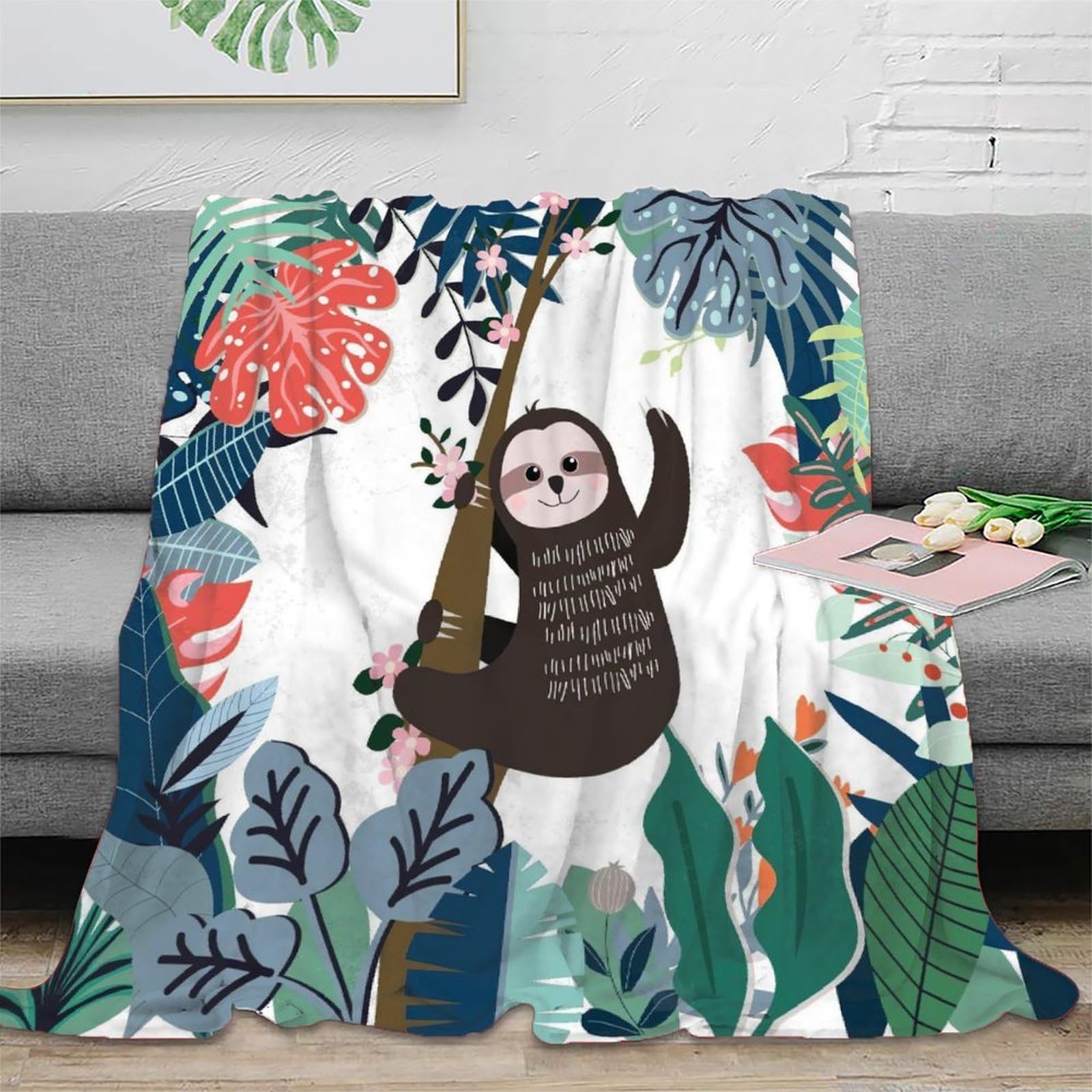 Couverture animal plaid jungle 3D en microfibre 150x200 cm chaude et douce pour couples