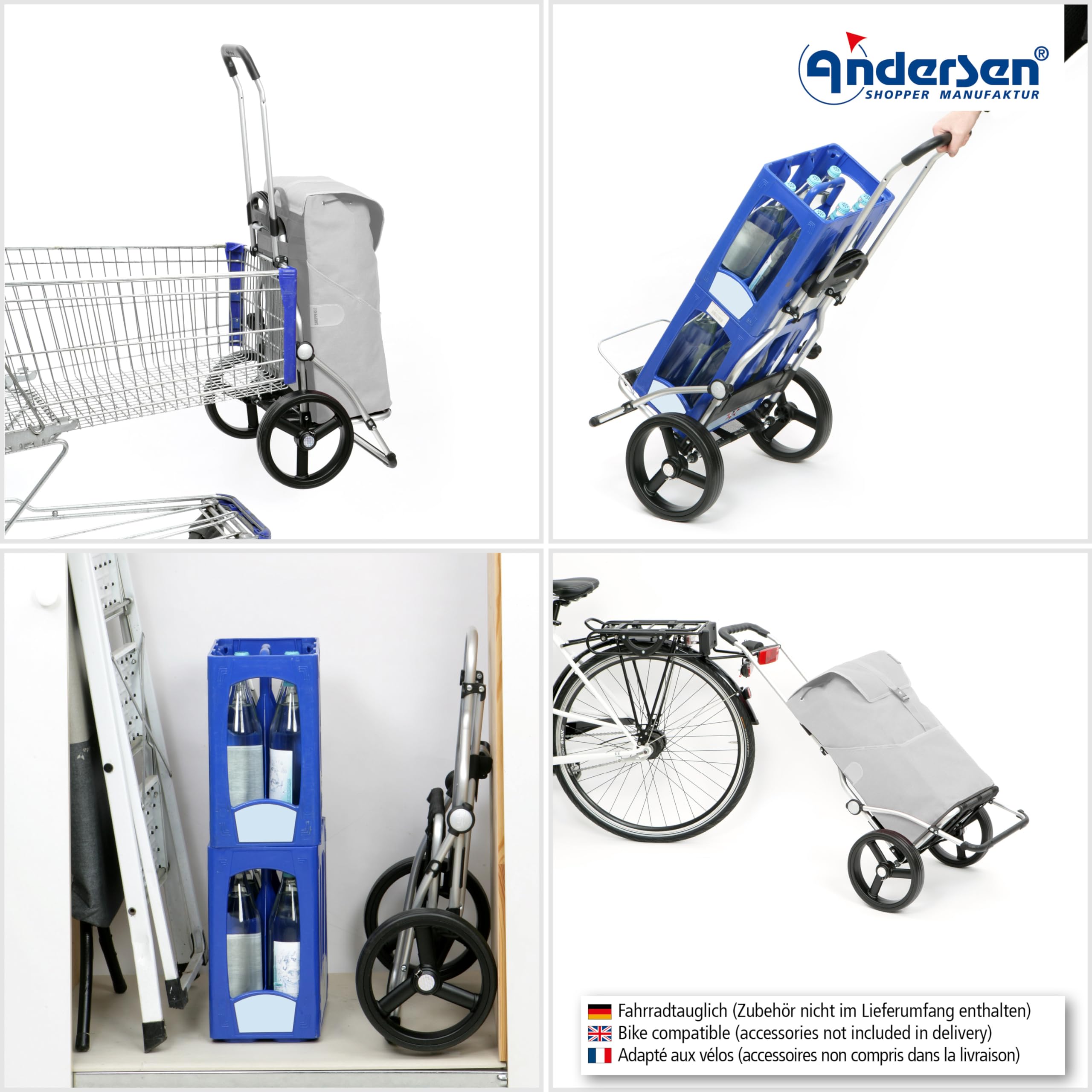 ANDERSEN Royal Shopper Holk wózek na zakupy, czarny, 45 l, duży, termiczny, uniwersalny, aluminium, składany, ciche koła