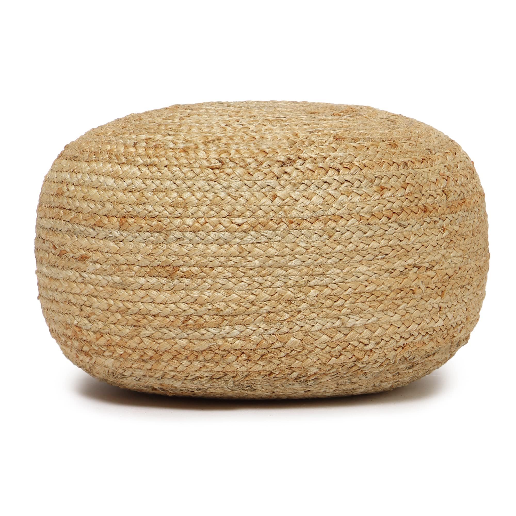 REDEARTH Jute Circular Low Pouf Ottoman - Braided Pouffe Accent Sitting Round Footrest for Living Room, Bedroom, Nursery, kidsroom, Patio, Gym; 100% Jute Set of 2 (18