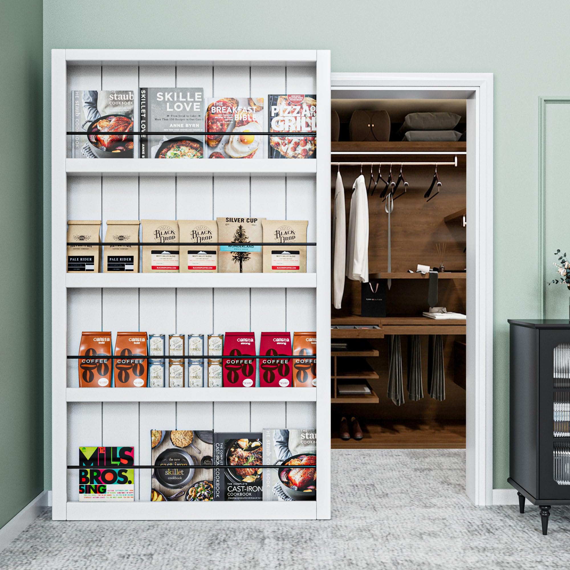 Bookshelf Style Solid Core White Chost Door, 48