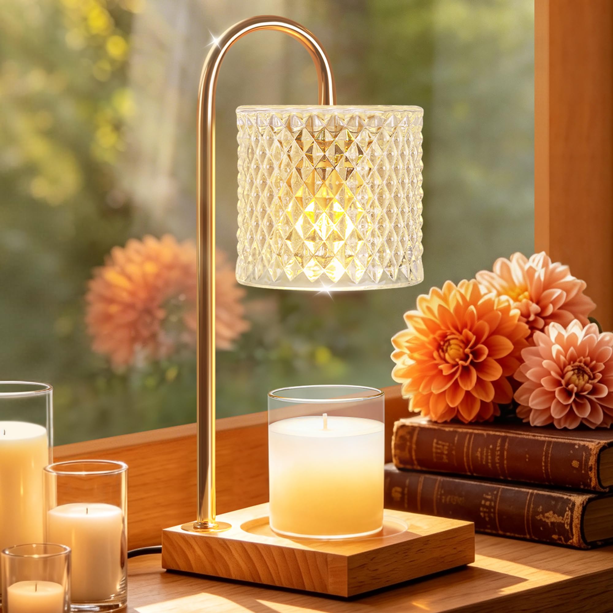 TigQiang Elegant Clear Candle Warmer Lamp with Timer, Decor Gifts for Women