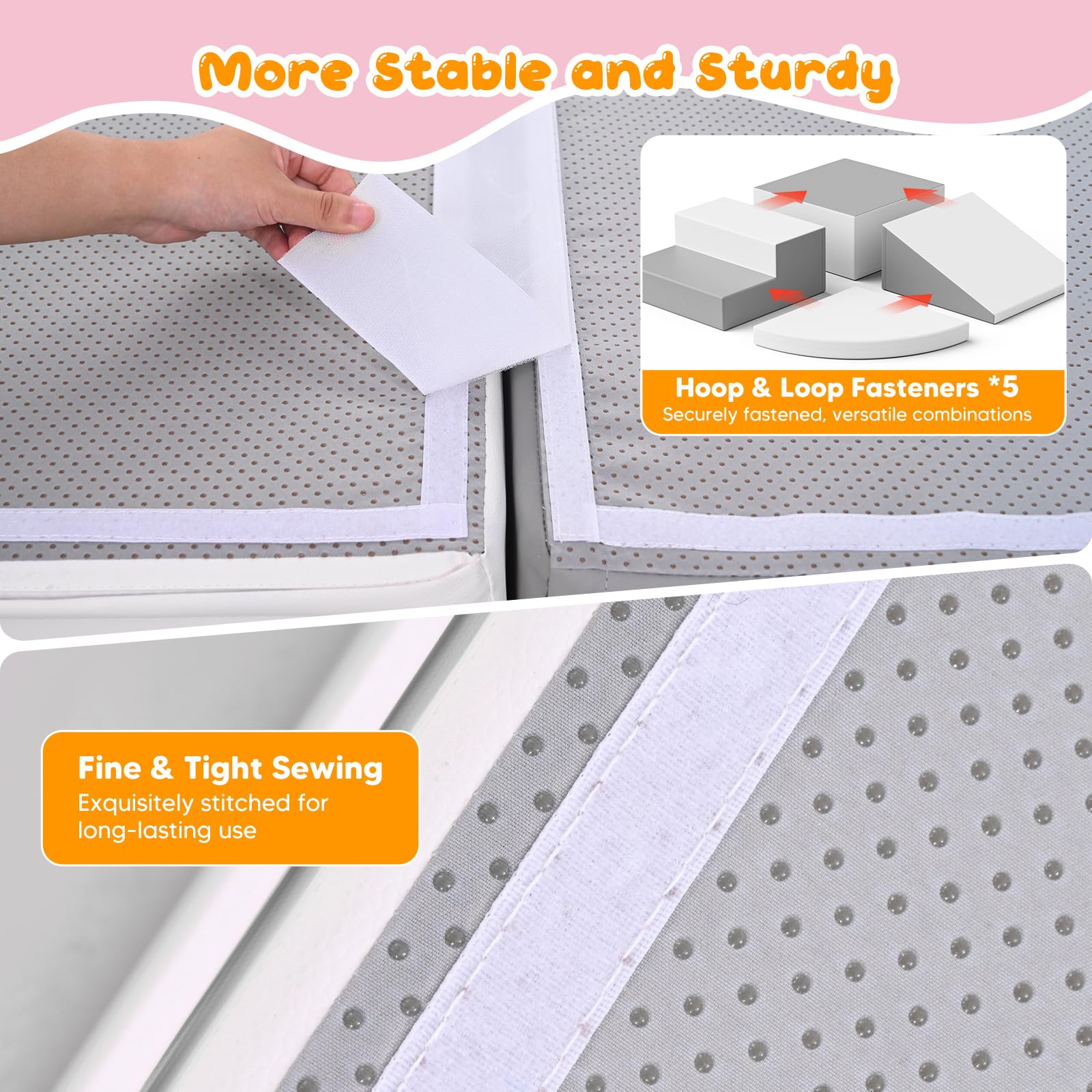 Bloques de Juego de Escalada de Espuma de 4 Piezas, combinables con Cierre de, Juguete Educativo para el Desarrollo de Interiores y guarderías (Gris y Blanco)