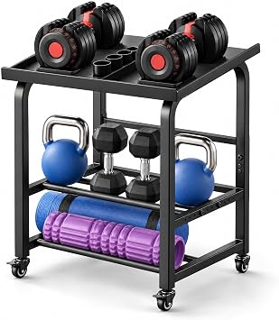 Adjustable Dumbbell Rack, Dumbbell Stand with Wheels,Supports 500 LBS