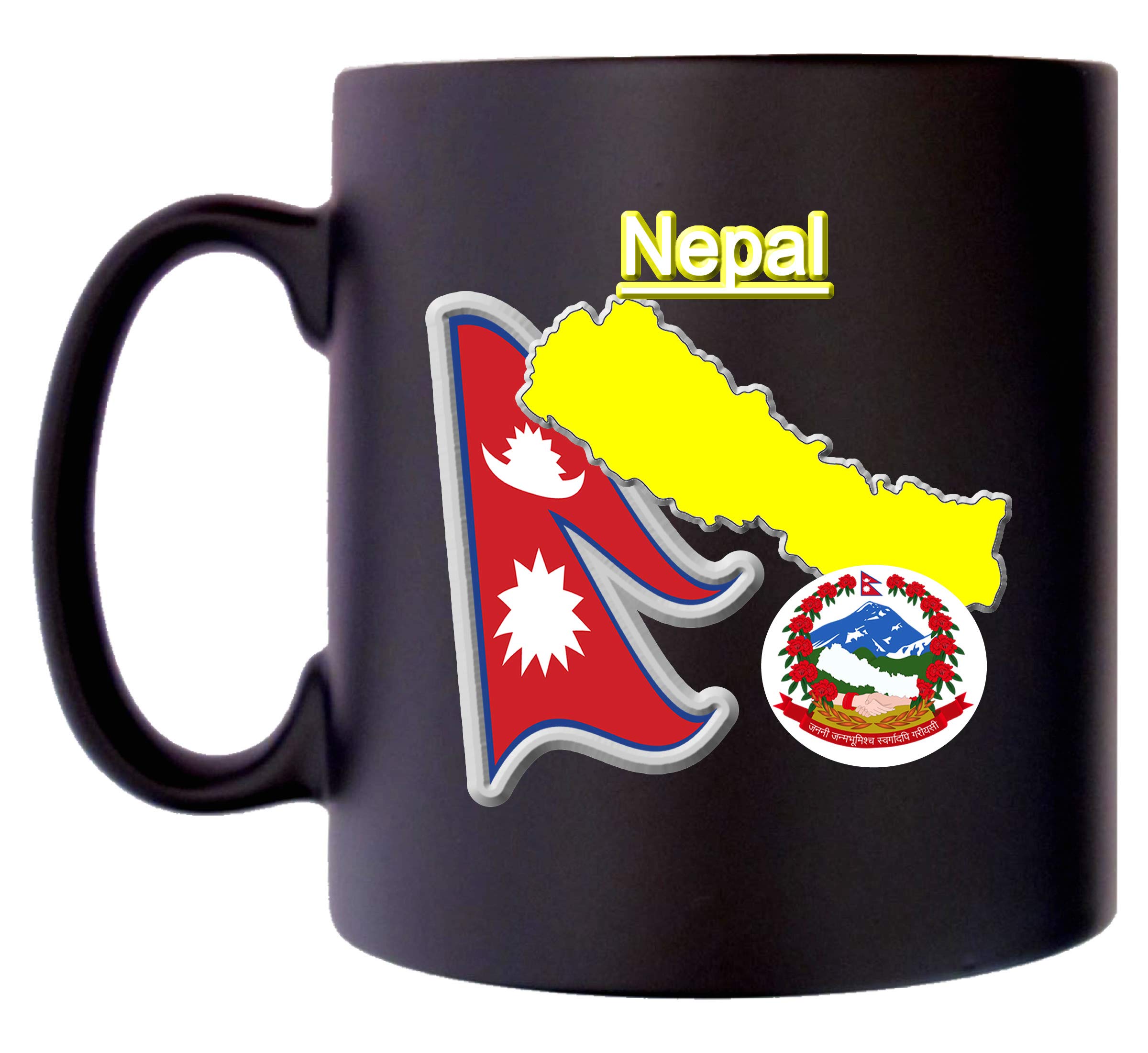 Buy Nepal Nepali Klassek Mug Coffee Tea 10oz Black Satin Emblem COA