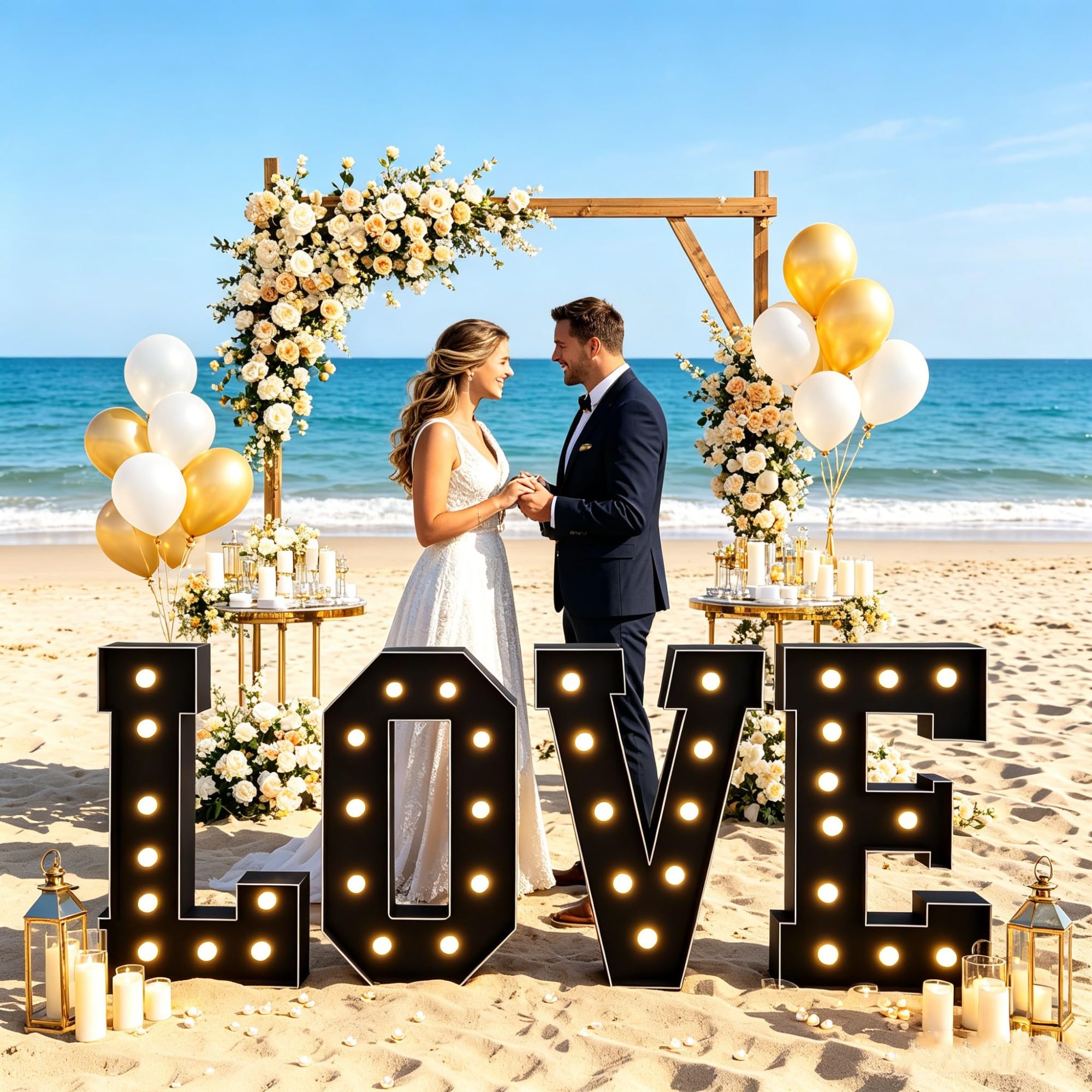 HFDJRWK Large Illuminated Letter Neon Sign, Mosaic Balloon Frame “Love,” Suitable for Wedding and Engagement Party Decorations(70cm)