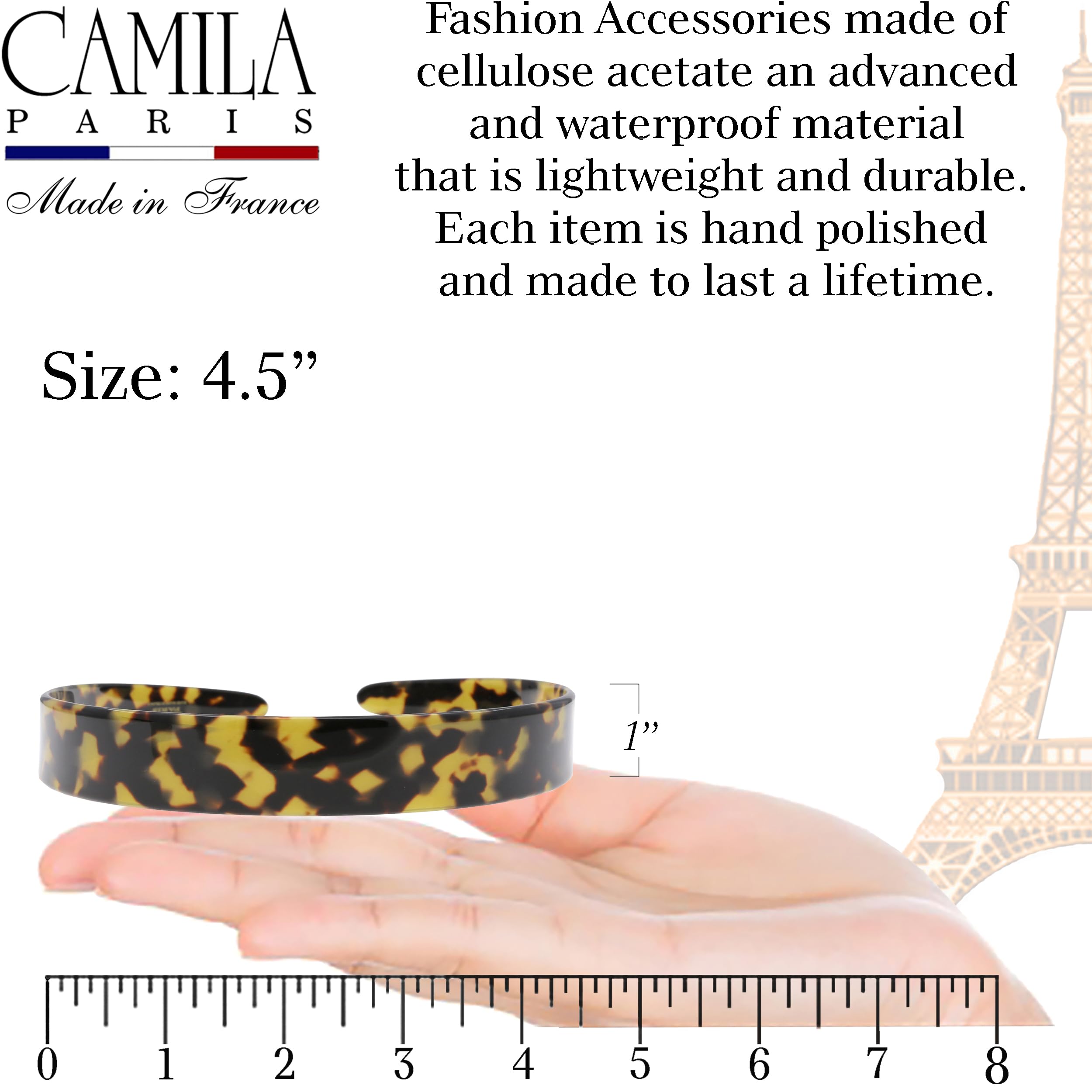 Camila Paris CP3879 - Fascia per capelli da donna, realizzata a mano, Tokyo, con presa forte, molto flessibile, antiscivolo e resistente, realizzata in Francia