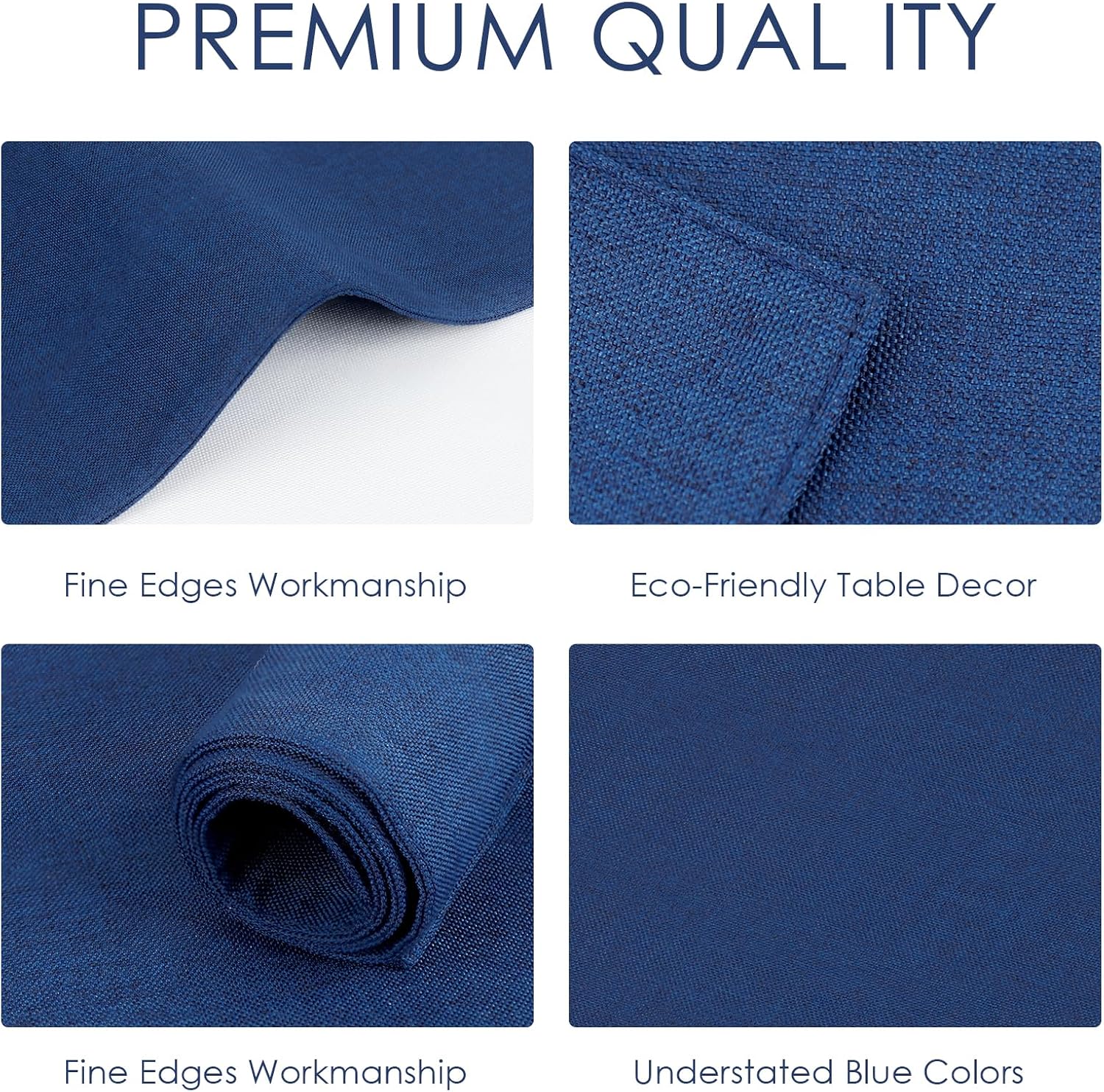 Cloth Placemats Set of 8 - Thickened Navy Blue Table Placemats Set - Heat Resistant Dining Table Place Mats Washable Kitchen Table Mats Set of 8, 18x12 inch, Easy to Clean(Blue) image 4