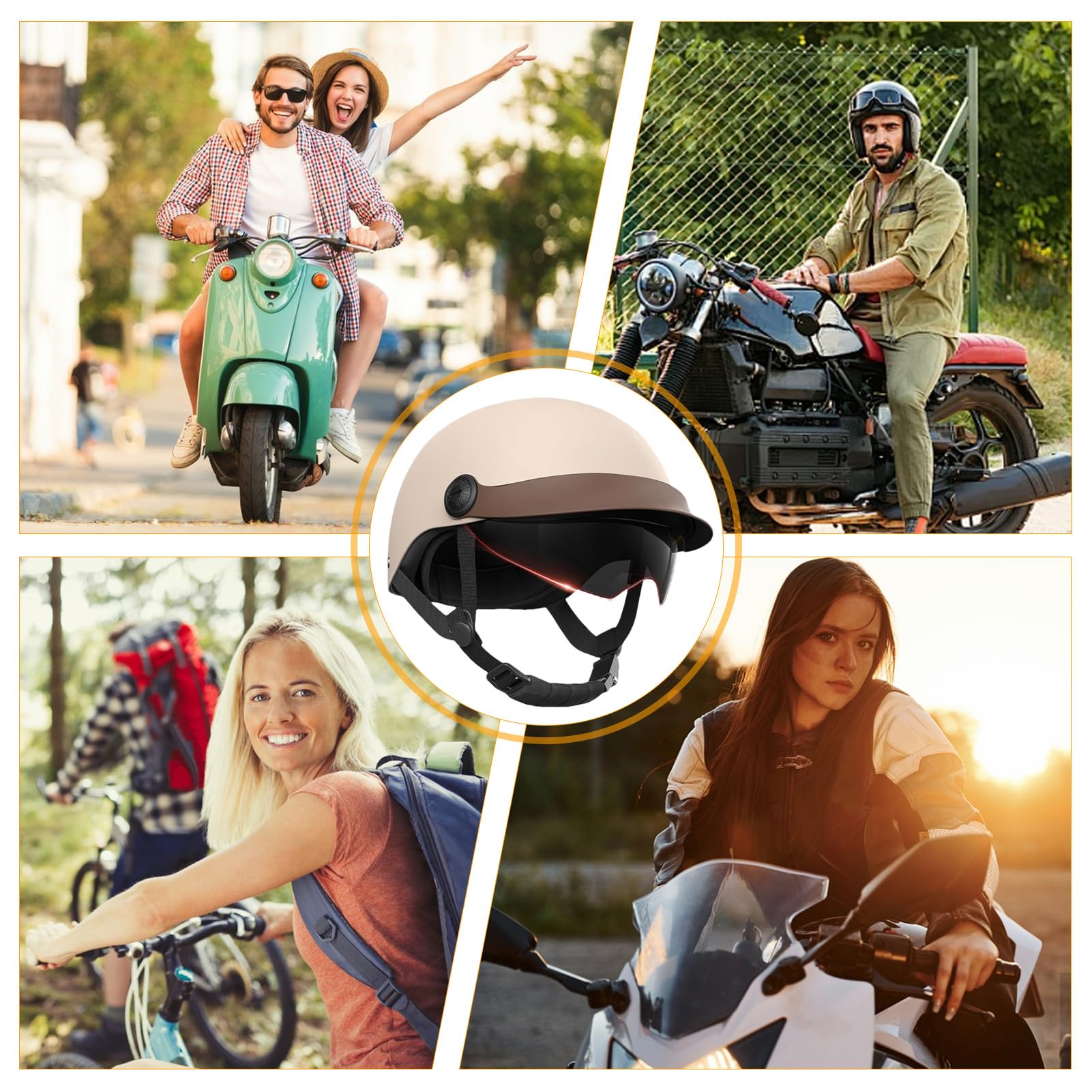 Scooter Helm Erwachsene Jethelm Roller Visier Mopedhelm Komfortabler Motorradhelm Für Herren Und Damen Kopfumfang 54-62 cm