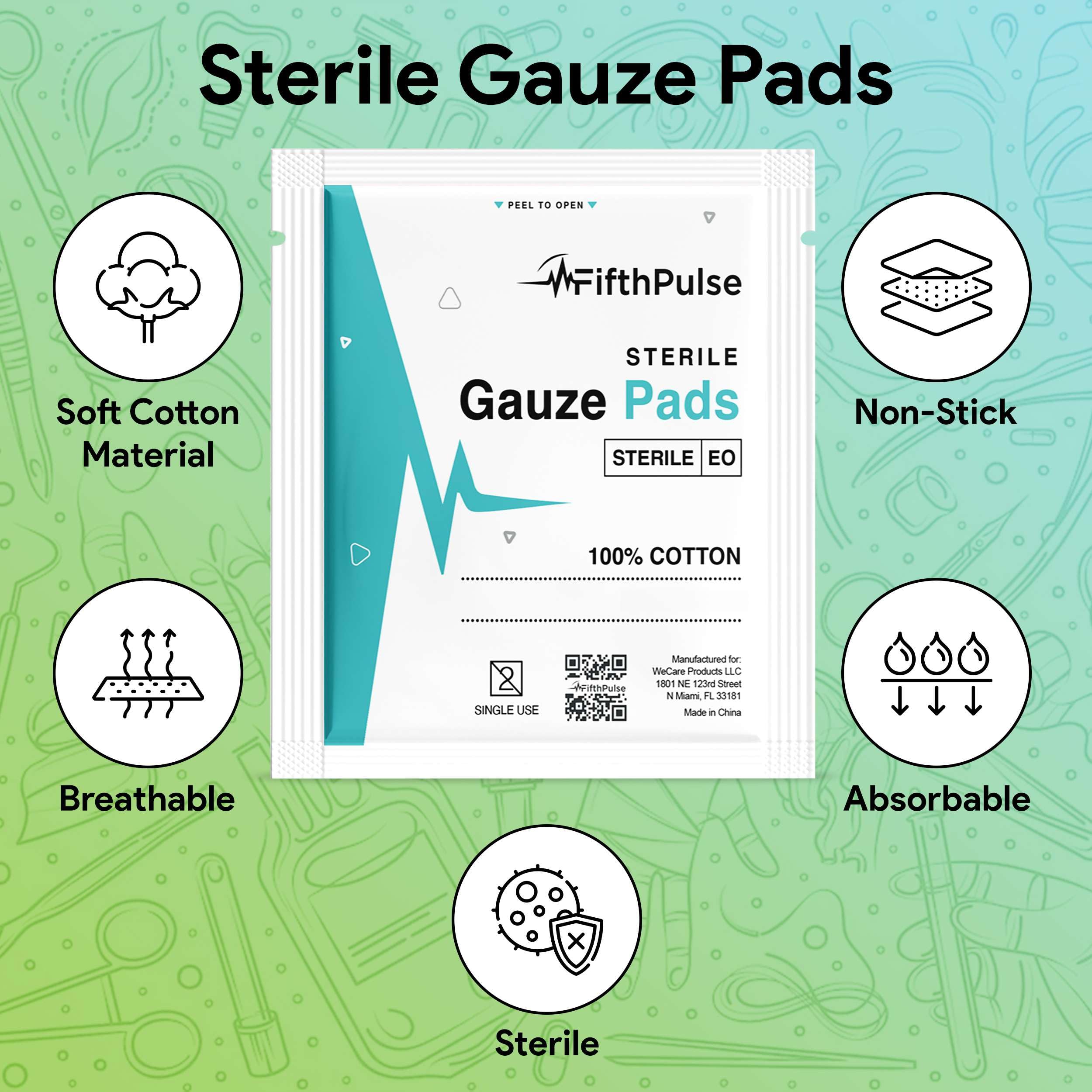 Amazon.com: 2x2 Gauze Pads, Sterile, and Individually Wrapped - 50