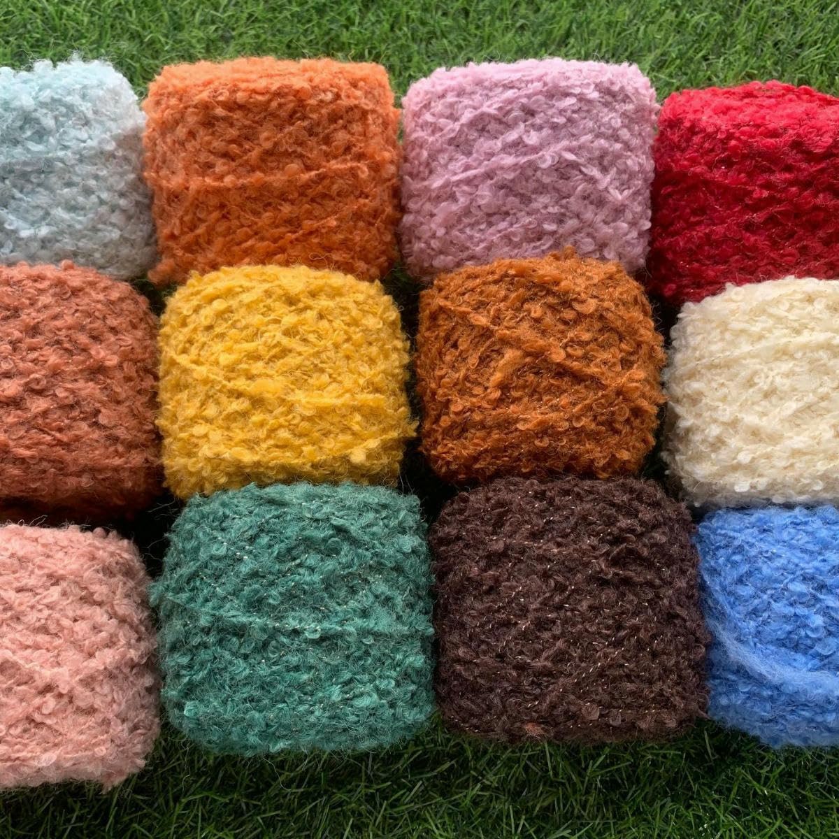 5/10/20 Rollos 50 g Hilo Bouclé de Colores, Hilo de Crochet de Lana Mezclada, para Tejer Suéteres, Bufandas y Mantas a Mano