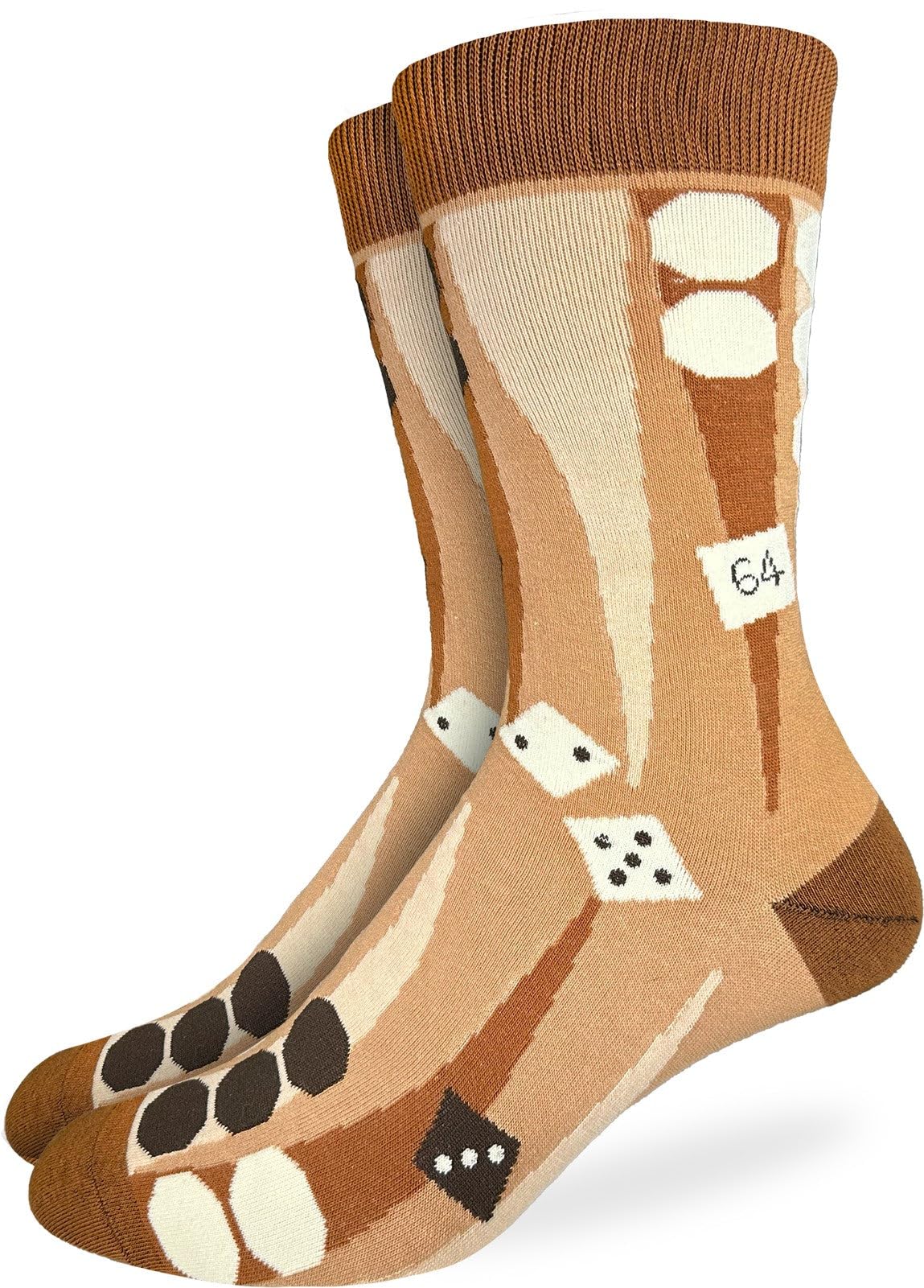Good Luck Sock Novelty Crew Socks for Adults - For Men, Women and Teens, Backgammon, Mens, Large