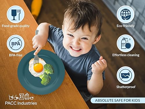 Miniatura 5 de PACC Industries Juego de platos irrompibles, vajilla duradera y elegante para uso diario, vajilla ligera y elegante para cada ocasión (verde oscuro)