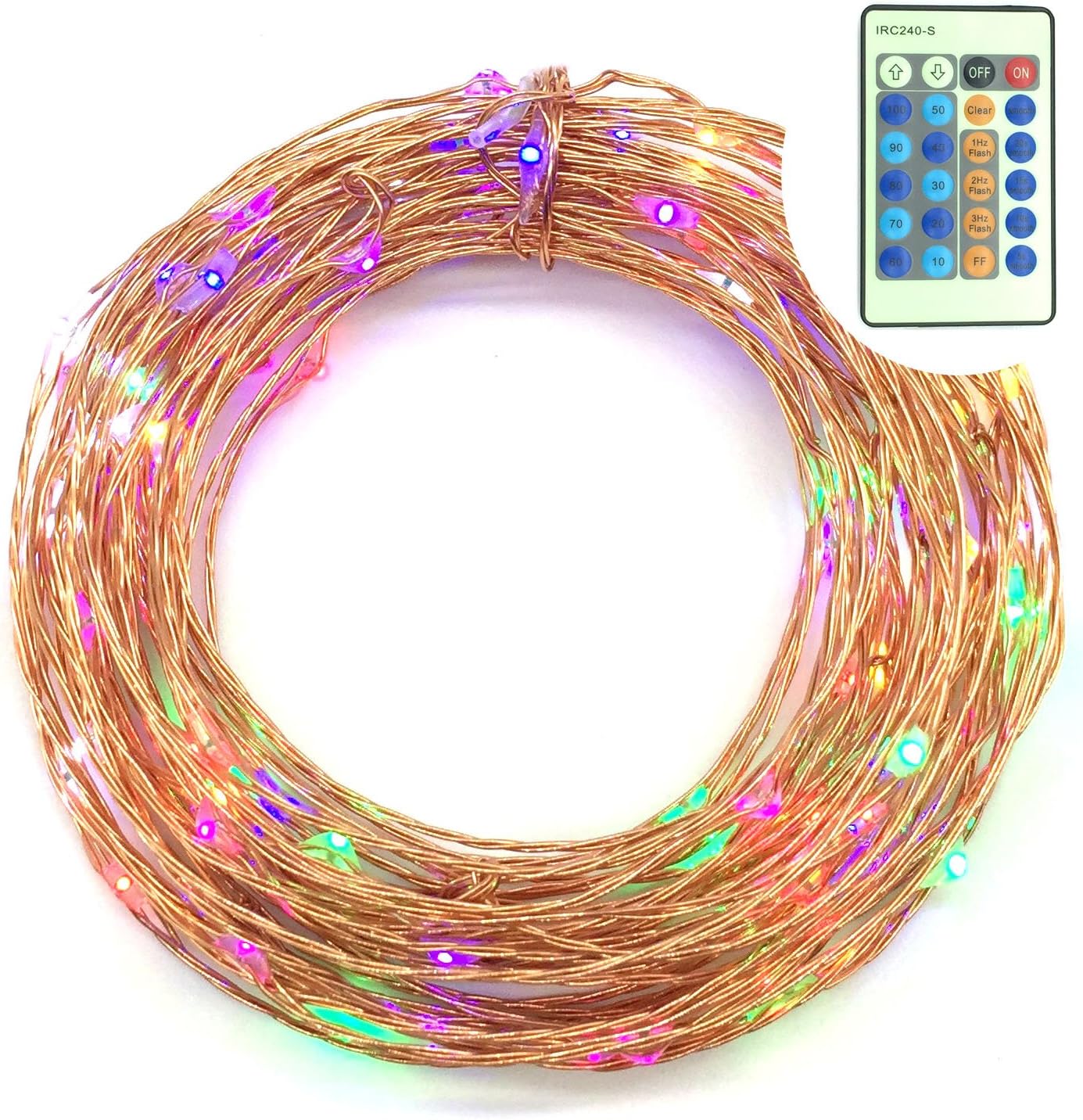 Unitedtime Color LED Starry String Lights with Remote Controller, 33 ft Copper Wire Firefly Lights,Suitable for Indoors or Outdoors.
