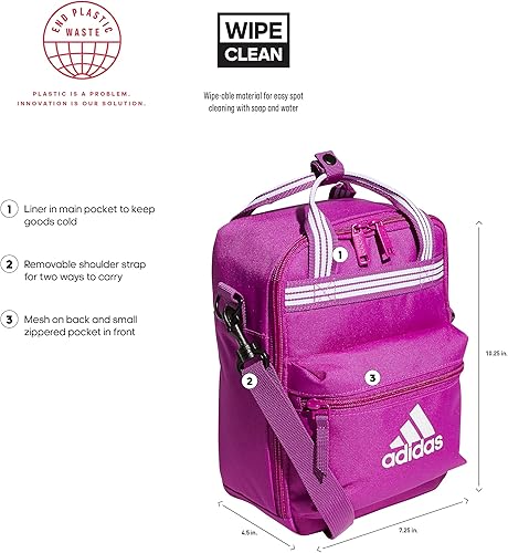 Miniatura 2 de adidas Bolsa de almuerzo Squad, Fucsia Sónico PúrpuraBlanco, Bolsa de almuerzo con aislamiento Squad