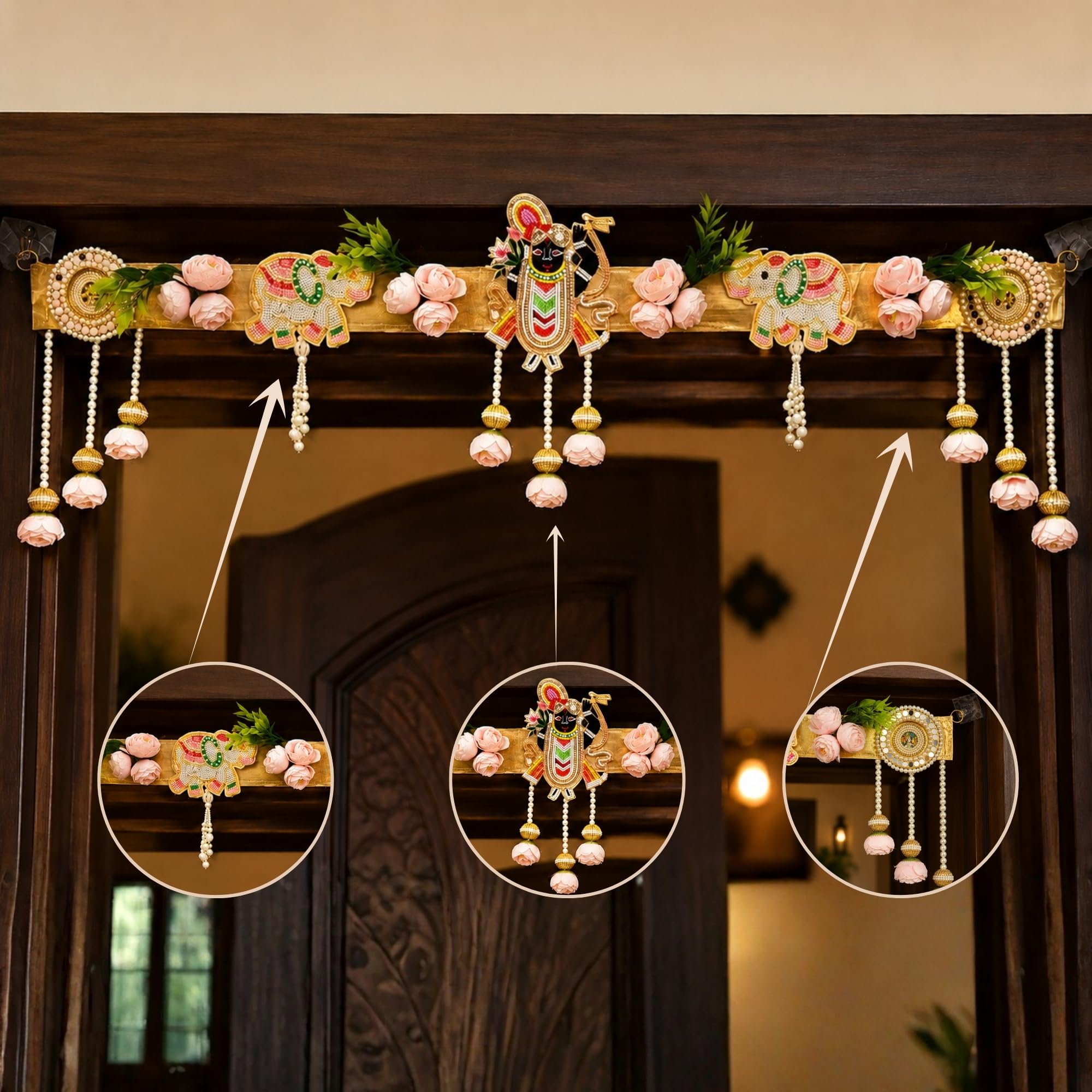 Pink Lotus Toran - Elegant Door Hanging Decor -10 Pink Lotus Toran - Elegant Door Hanging Decor -10
