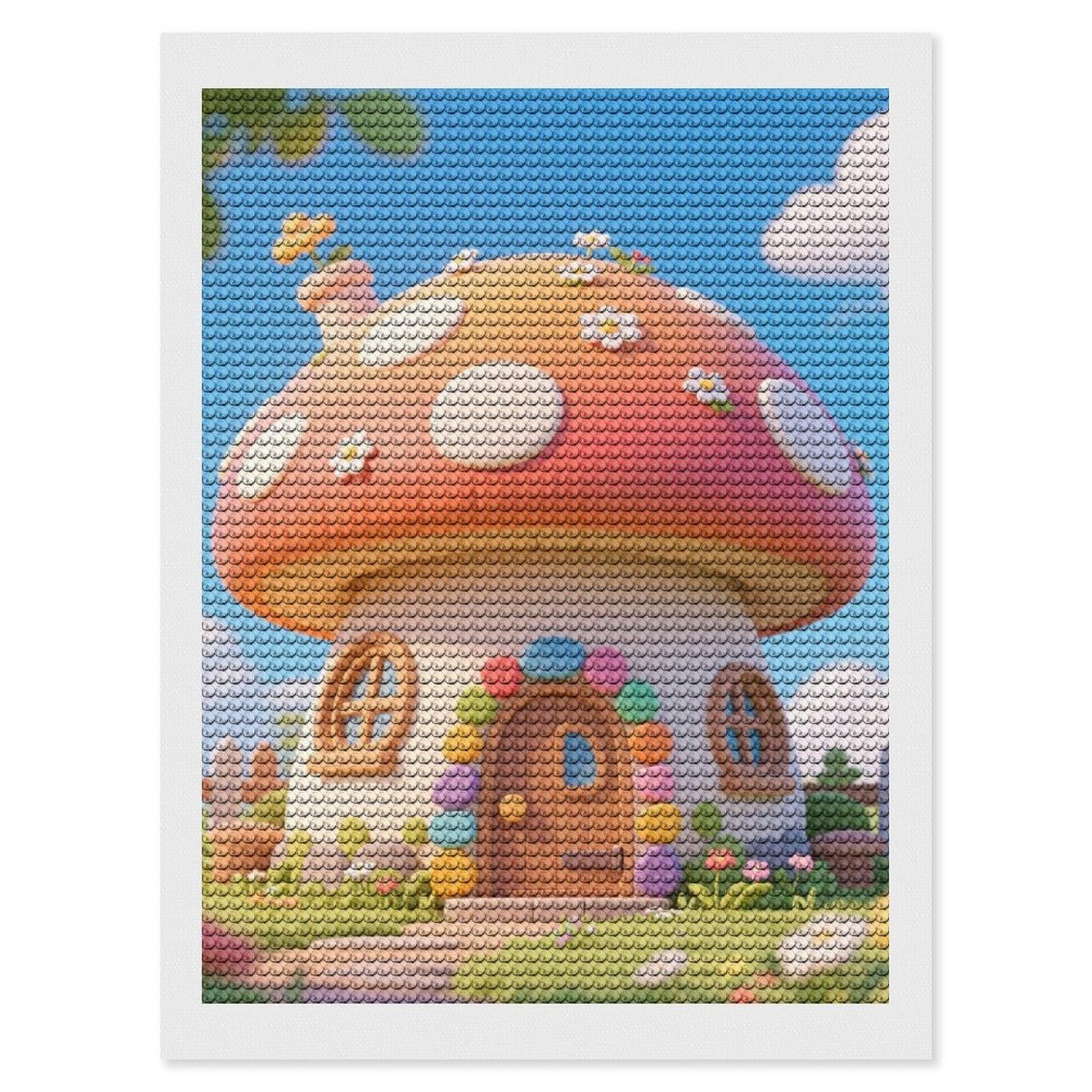 DWVTSLH Cute Mushrooms Diamond Painting Kits for Adults, Personalized Diamond Photo Art Full Drill, DIY 5D Diamond Art Painting Kits for Beginners, Home Wall Decor 12"x16"