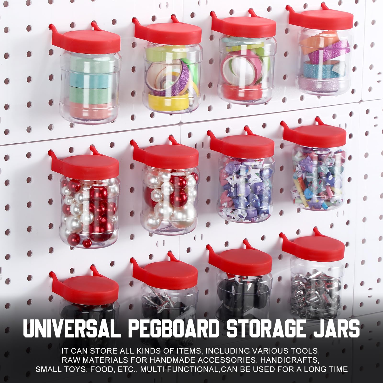 Unittype Stecktafel-Organizer, 20 Stück – Transparente & Rote Aufbewahrungsgläser Mit Deckel, Für Schrauben, Nägel, Bastelzubehör