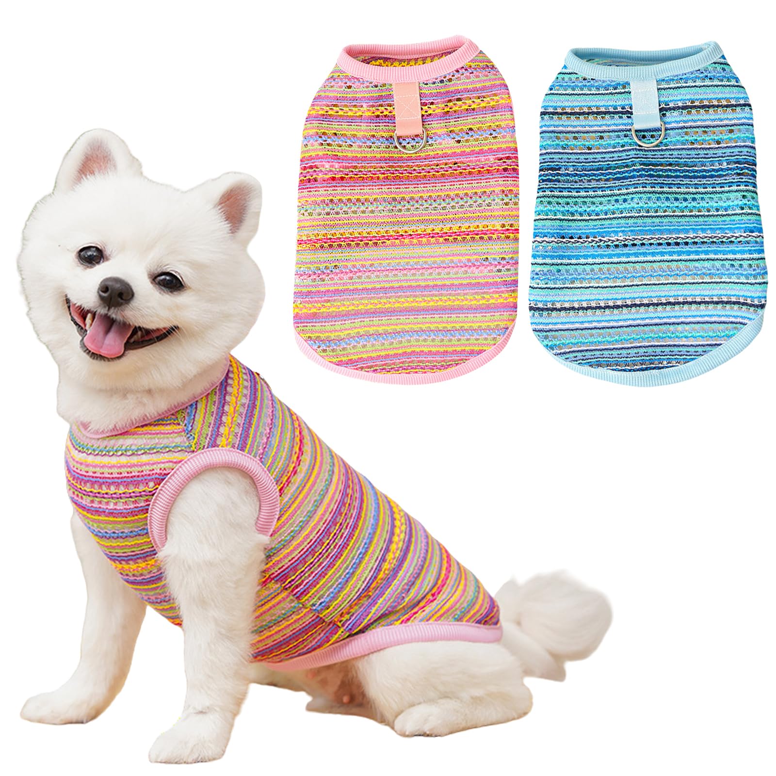 Yoolhamy Dog Clothes for Small Dogs Summer Vest Pupply T Shirts Breathable Sleeveless Tee Shirt for Pet Chihuahua Yorkie Teddy Cat Sweatshirt (2pcs) (L)