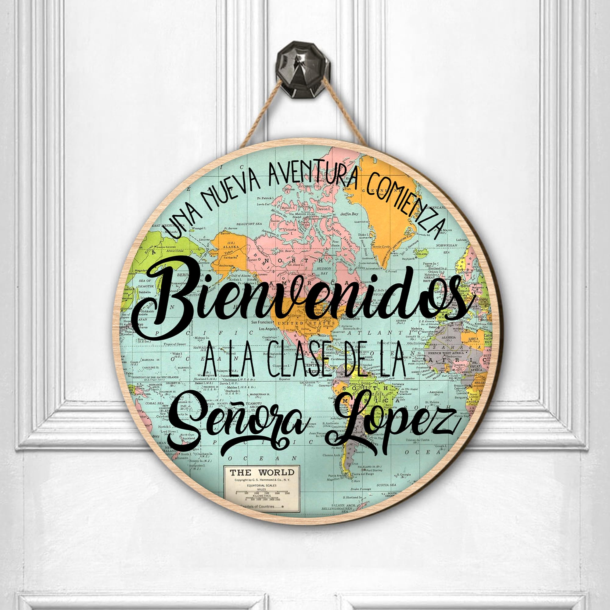 A New Adventure Begins Personalized Spanish Teacher Signs Spanish Teacher Door Sign Welcome to Spanish Classroom Door Hanger, Welcome Sign Gift for Teacher 13.1