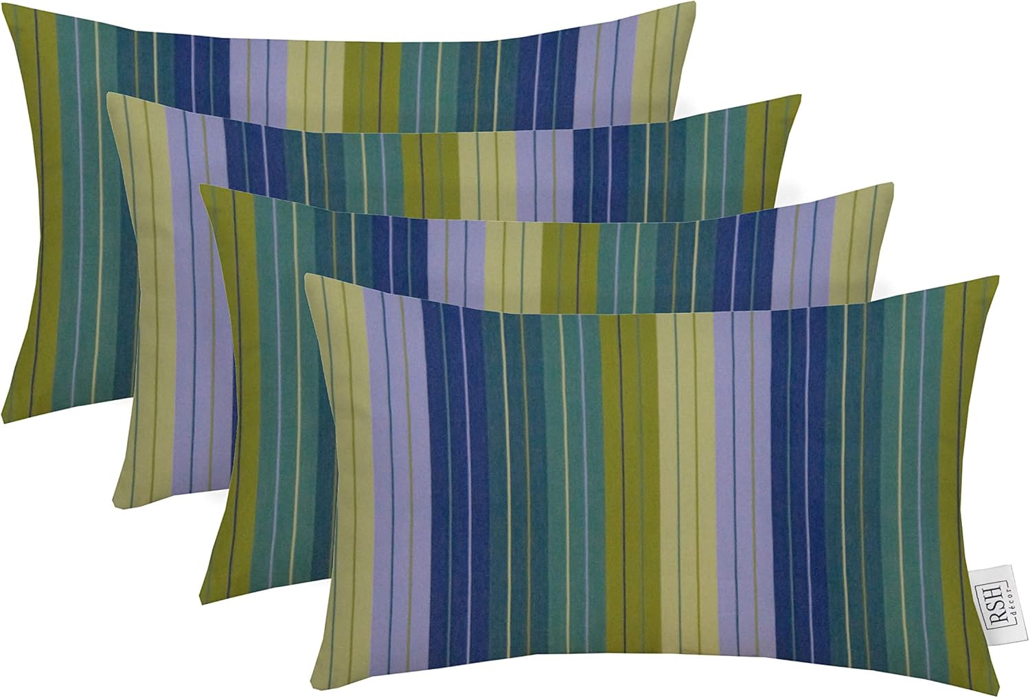RSH DECOR: Lumbar Throw Pillows Set of 4 | 20” x 12 | Sunbrella Performance Fabric | Water and Fade-Resistant | Outdoor Support Pillows for Patio Furniture | Seville Seaside