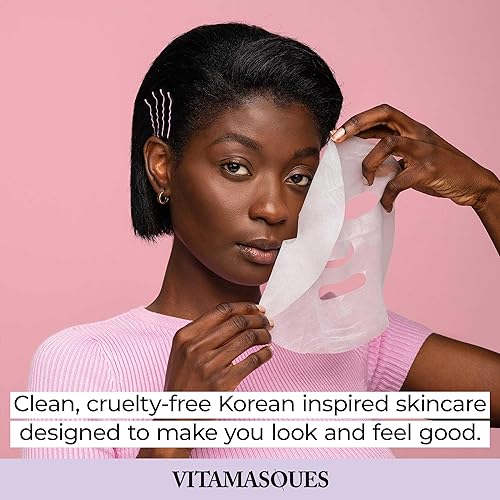 Miniatura 6 de Vitamasques Mascarilla facial de granada con retinol, paquete de 7 unidades, máscara facial rejuvenece la piel con extractos de plantas,