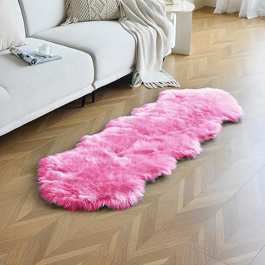 Amazon.com: duduta Hot Pink Faux Fur Runner Rug 2x6 ft, Fluffy Shag ...