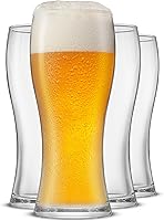JoyJolt Callen 15.5oz Pilsner Beer Glasses Set of 4 - Craft IPA Pint Glasses with Thick Rolled Rim, Freezer & Dishwasher Safe