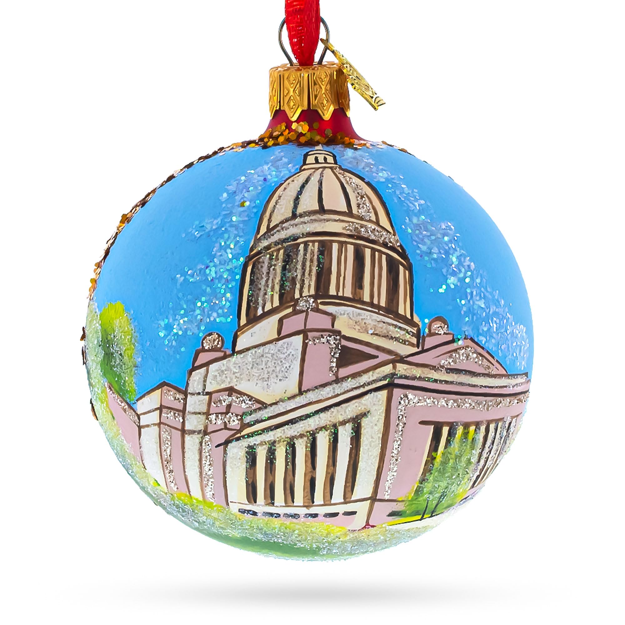 Boule de Noël en verre de Washington State Capitol Olympia suspendue BestPysanky